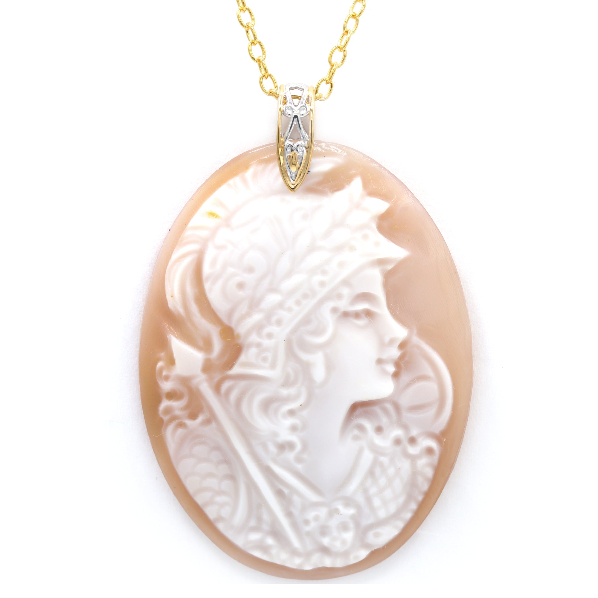 Gems en Vogue One-of-a-kind 24K Palladium Silver Carved Cameo Greco-Roman Warrior Pendant