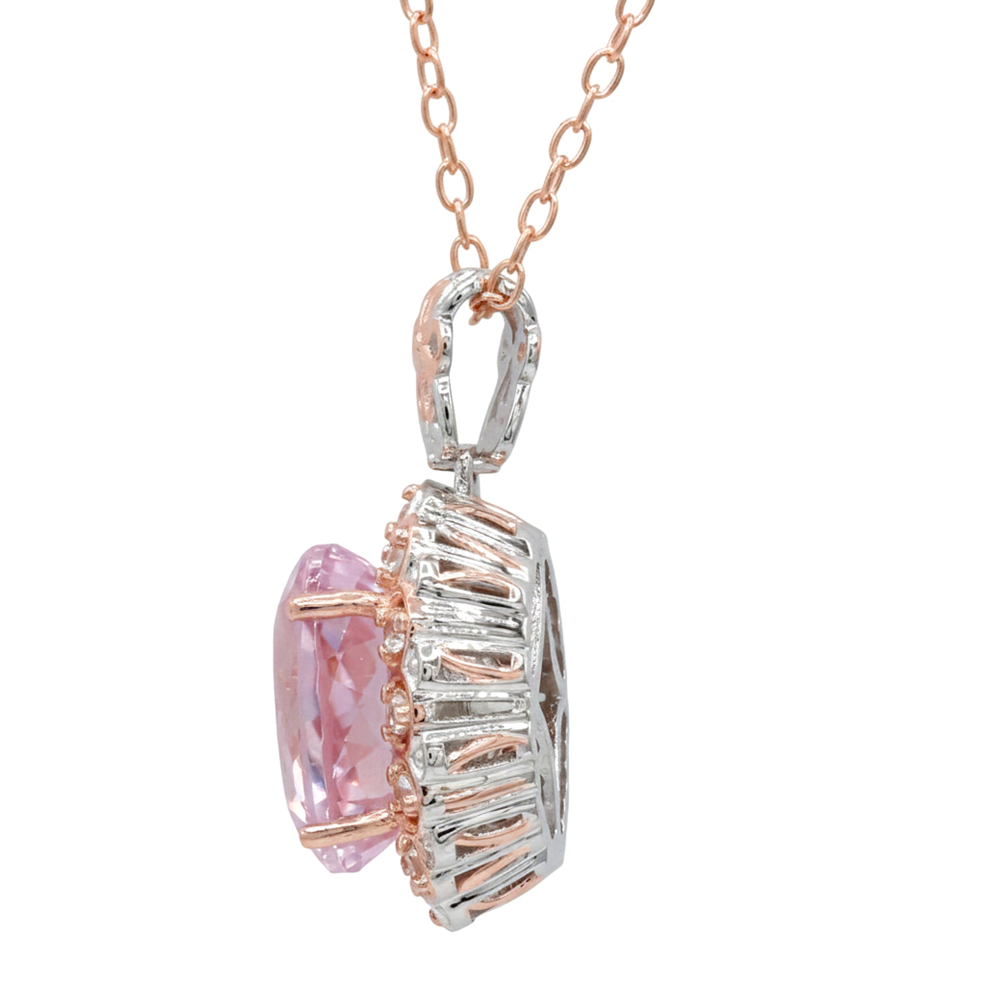 Gems en Vogue 18K Palladium Silver 6.02ctw Kunzite & White Zircon Pendant