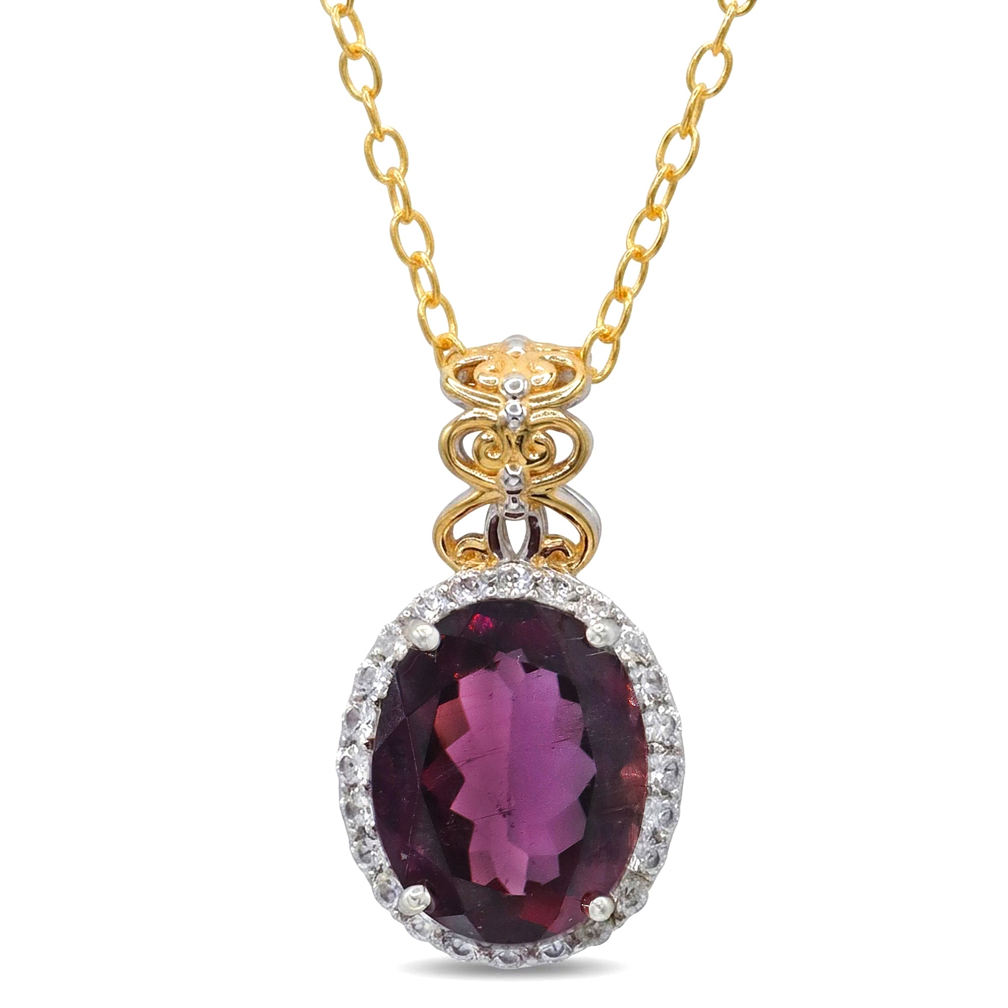 Couture Gems One-of-a-Kind 24K Palladium Silver 6.00ctw Plum Tourmaline & White Zircon Halo Pendant