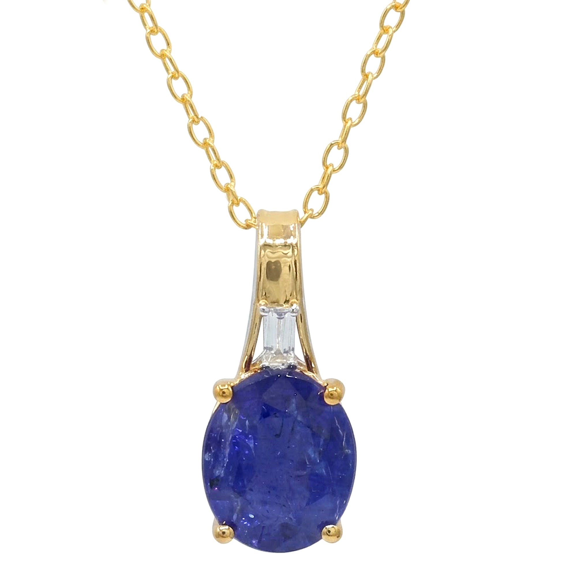 Gems en Vogue Pendentif Art Déco Tanzanite & Zircon Blanc 2.07ct