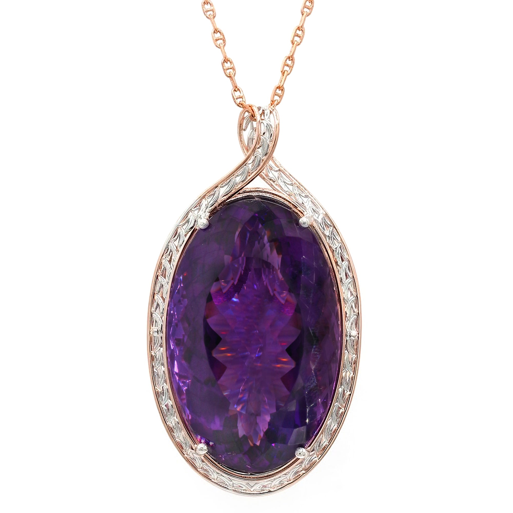 Couture Gems One-of-a-kind 18K Palladium Silver 110.86ctw Tanzanian Amethyst Honker Pendant