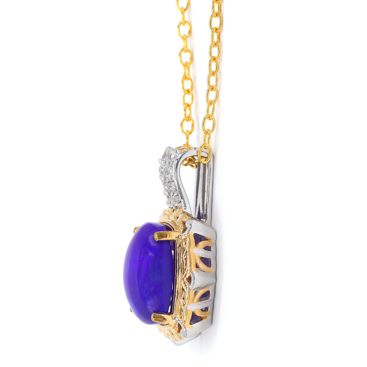 Pendentif Opale de Paraíba et Zircon Blanc 3.69 carats de Gems en Vogue