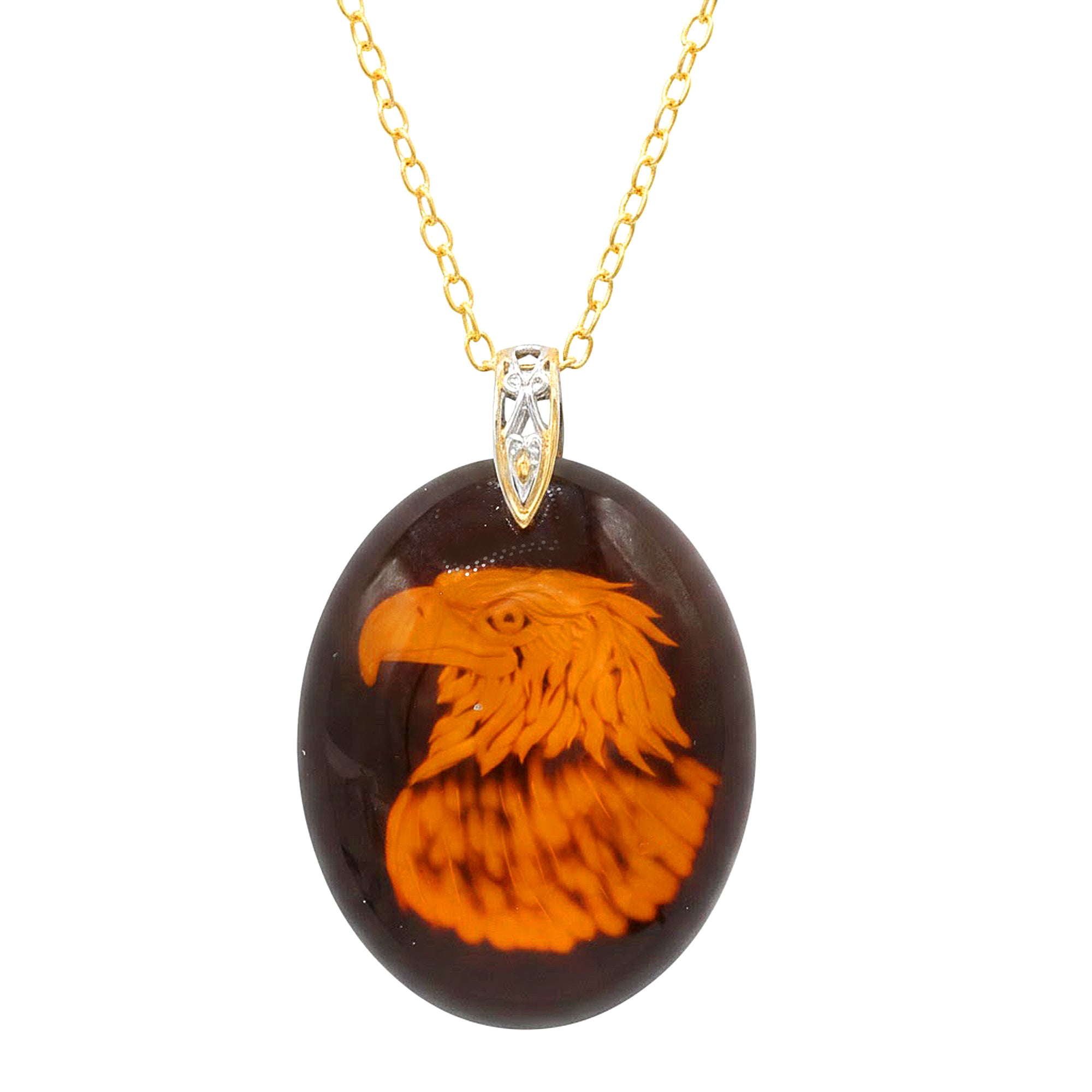 Gems en Vogue 24K Palladium Silver Amber Eagle Pendant
