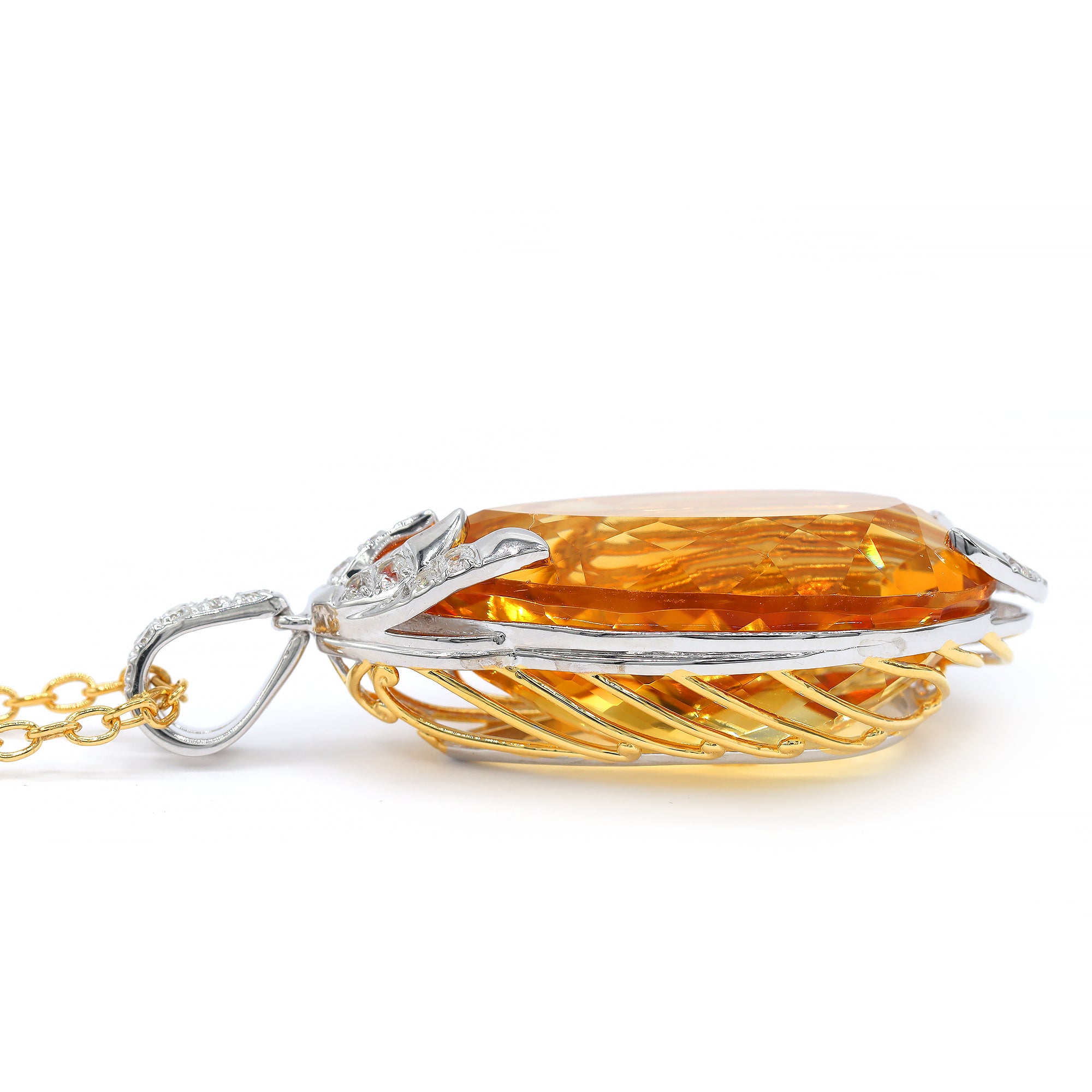 Couture Gems One-of-a-Kind 24K Palladium Silver 55.62ctw Fire Citrine & White Zircon Pendant