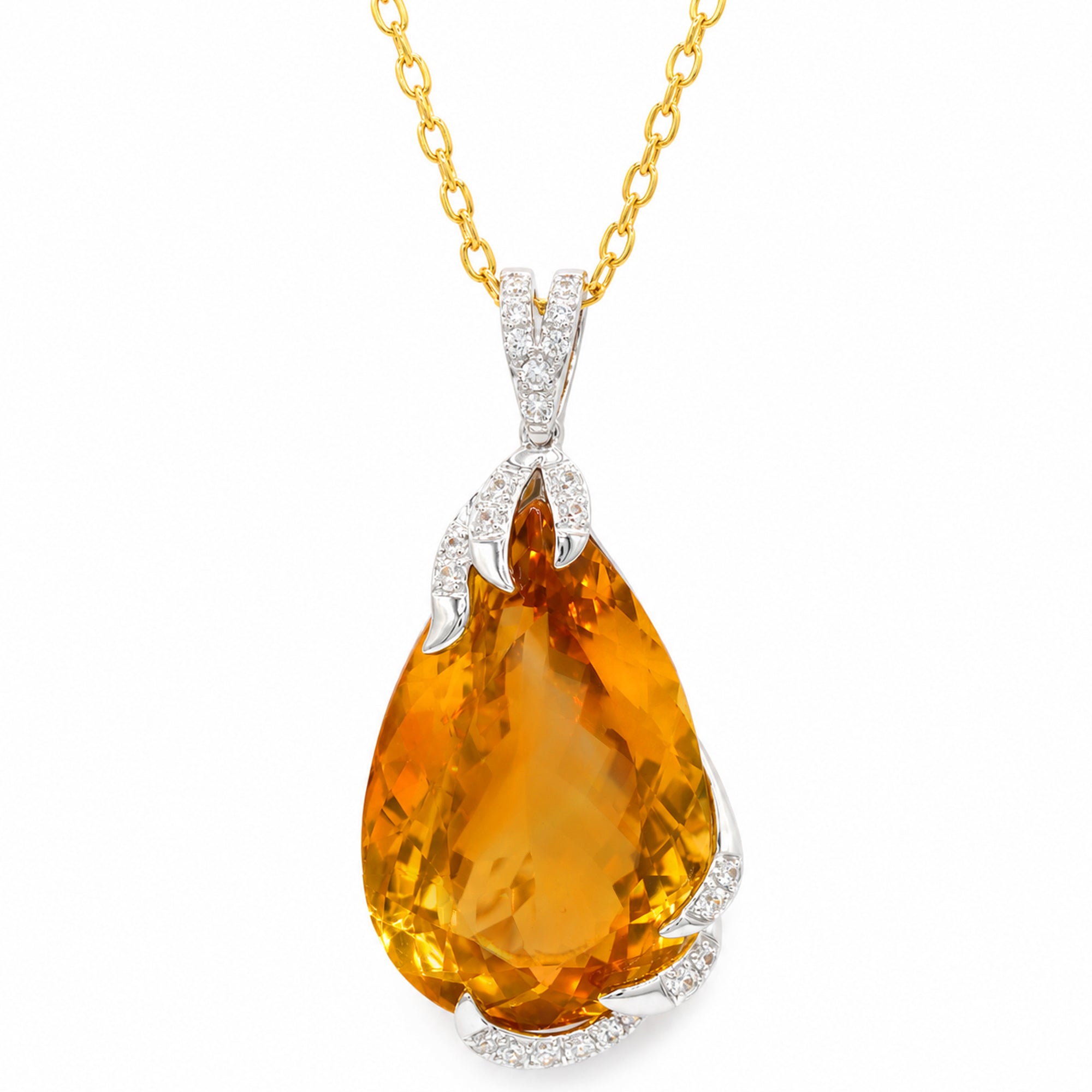 Couture Gems One-of-a-Kind 24K Palladium Silver 55.62ctw Fire Citrine & White Zircon Pendant