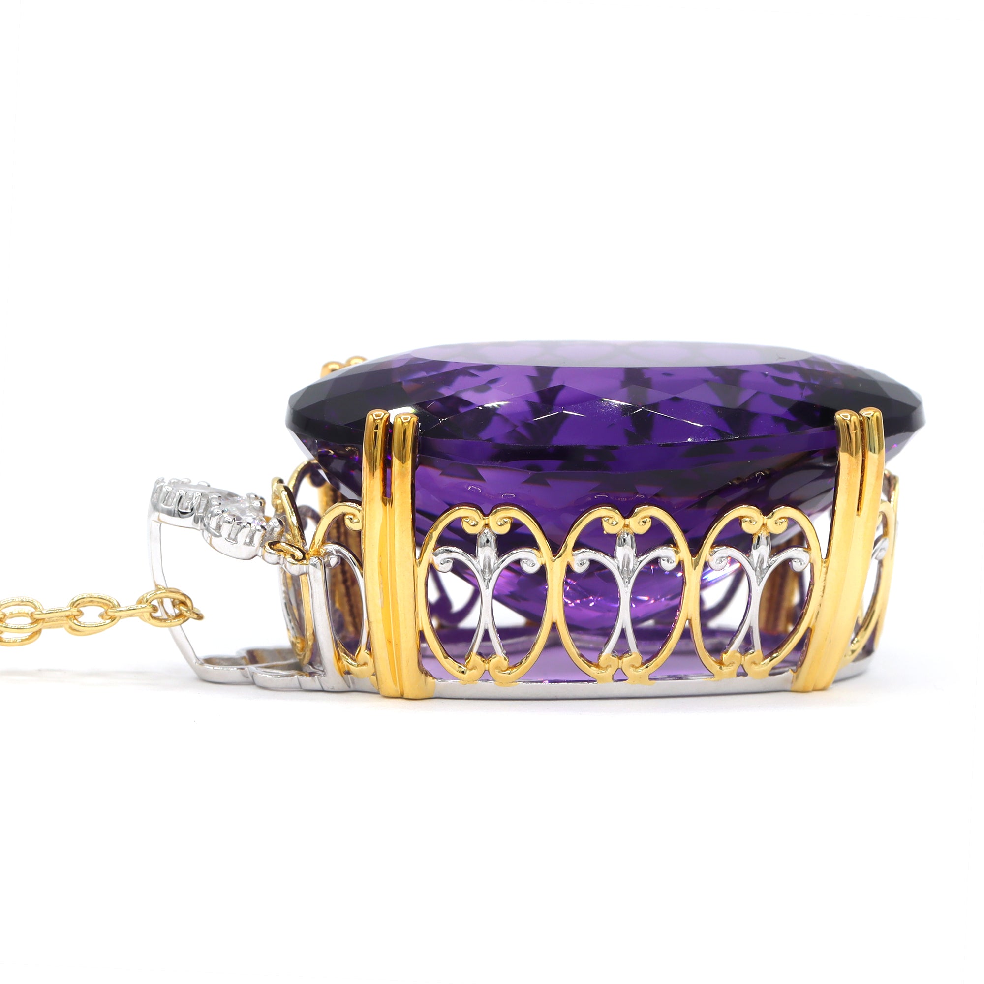 Couture Gems One-of-a-kind 24K Palladium Silver 74.77ctw Tanzanian Amethyst & White Zircon Honker Pendant