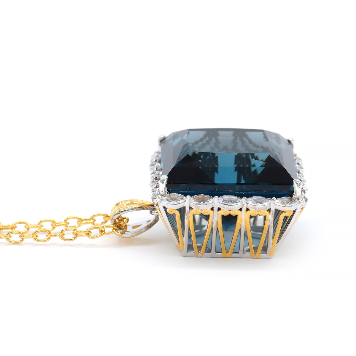 Couture Gems One-of-a-Kind 24K Palladium Silver 65.16ctw London Blue Topaz & White Zircon Honker Pendant