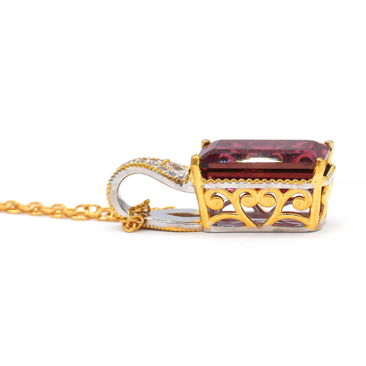 Couture Gems One-of-a-Kind 24K Palladium Silver 5.26ctw Rubellite Tourmaline & White Zircon Pendant