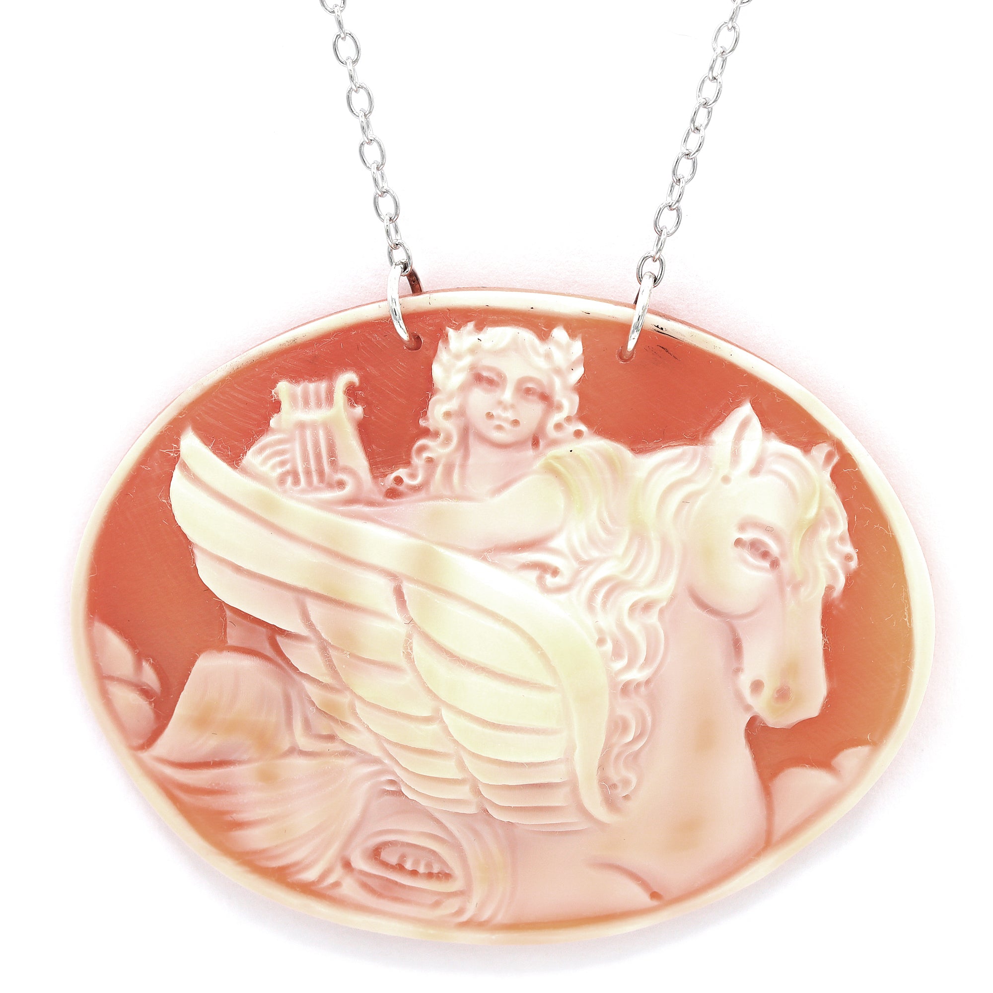 Gems en Vogue One-of-a-kind 24K Palladium Silver Carved Cameo Apollo & Pegasus Pendant