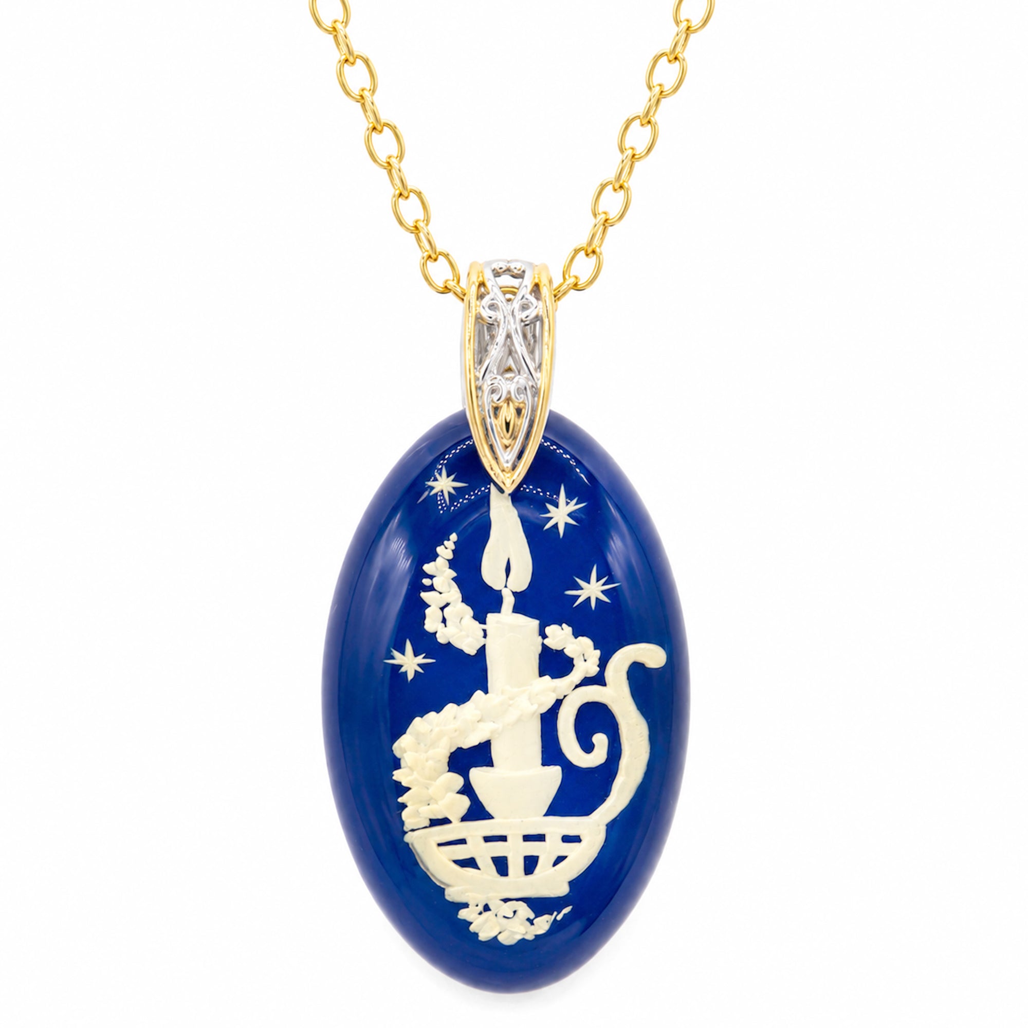 Pendentif Camée sculpté Nymphe ailée en argent et palladium 24K, pièce unique Gems en Vogue