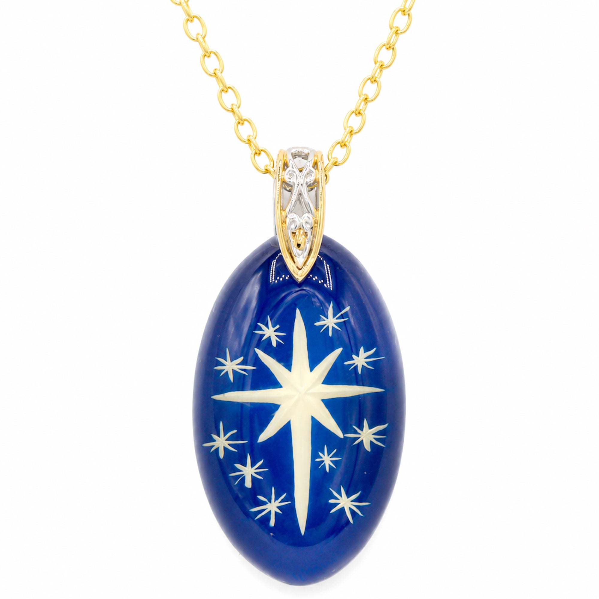 Pendentif Camée sculpté Nymphe ailée en argent et palladium 24K, pièce unique Gems en Vogue