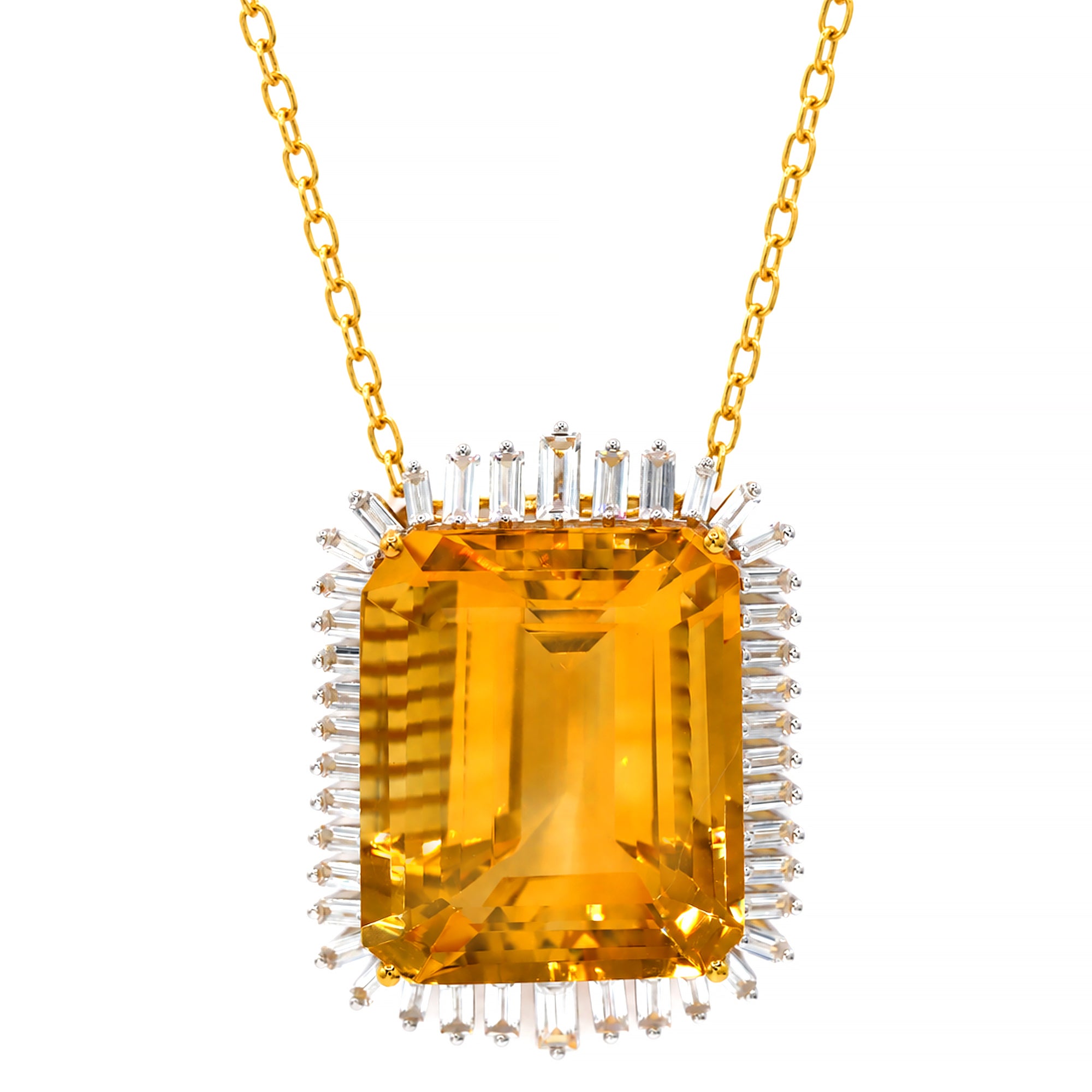 Couture Gems One-of-a-Kind 24K Palladium Silver 63.02ctw Fire Citrine & White Zircon Honker Pendant
