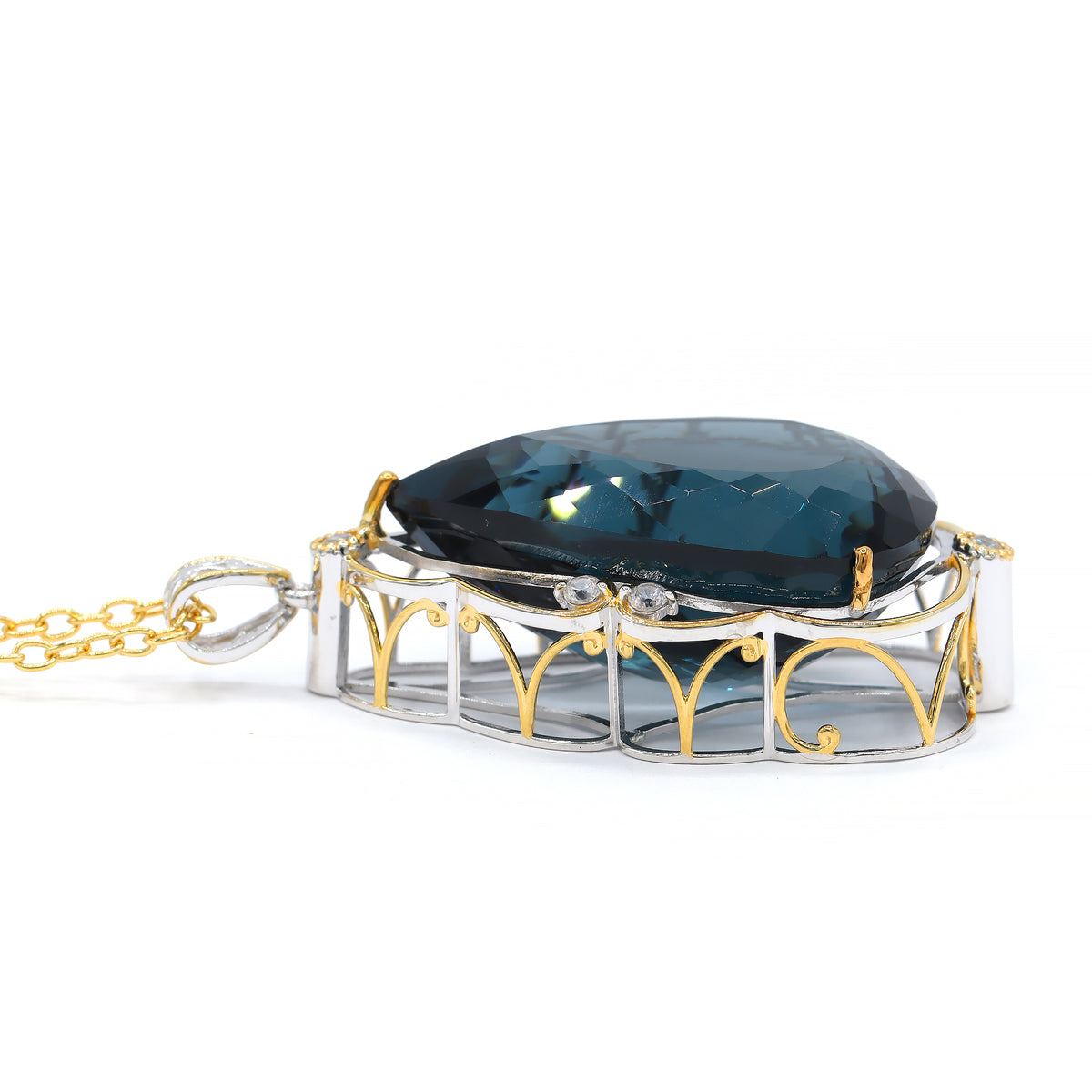 Couture Gems One-of-a-Kind 24K Palladium Silver 102.70ctw London Blue Topaz & White Zircon Honker Pendant