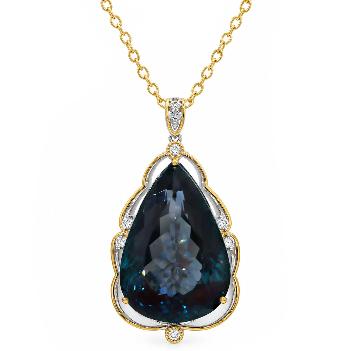 Couture Gems One-of-a-Kind 24K Palladium Silver 102.70ctw London Blue Topaz & White Zircon Honker Pendant