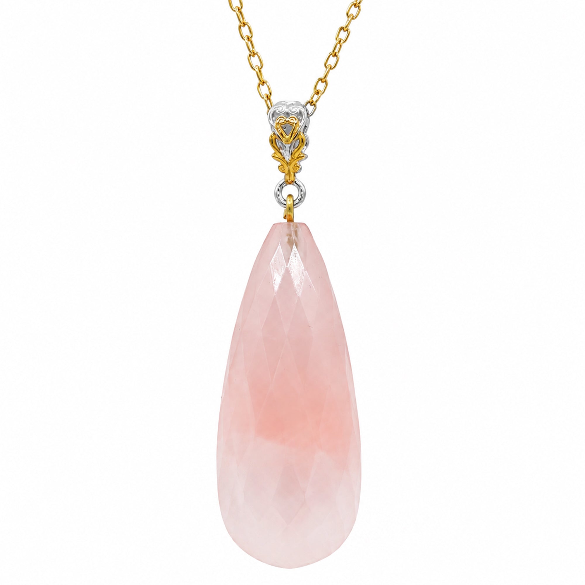 Gems en Vogue 24K Palladium Silver Rose Quartz Bead Drop Pendant