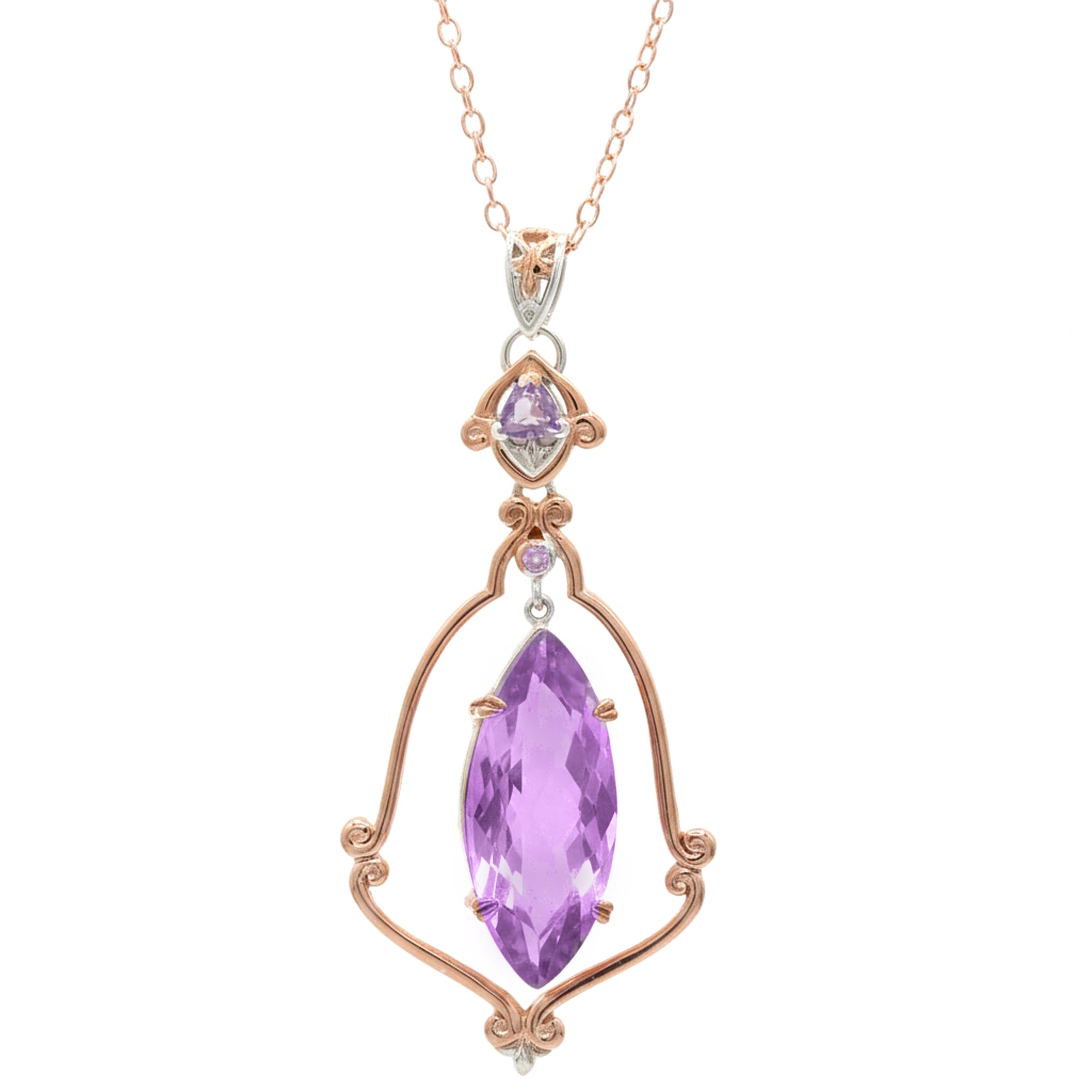 Gems en Vogue One-of-a-Kind 18K Palladium Silver 7.51ctw Pink Amethyst & Pink Sapphire Pendant