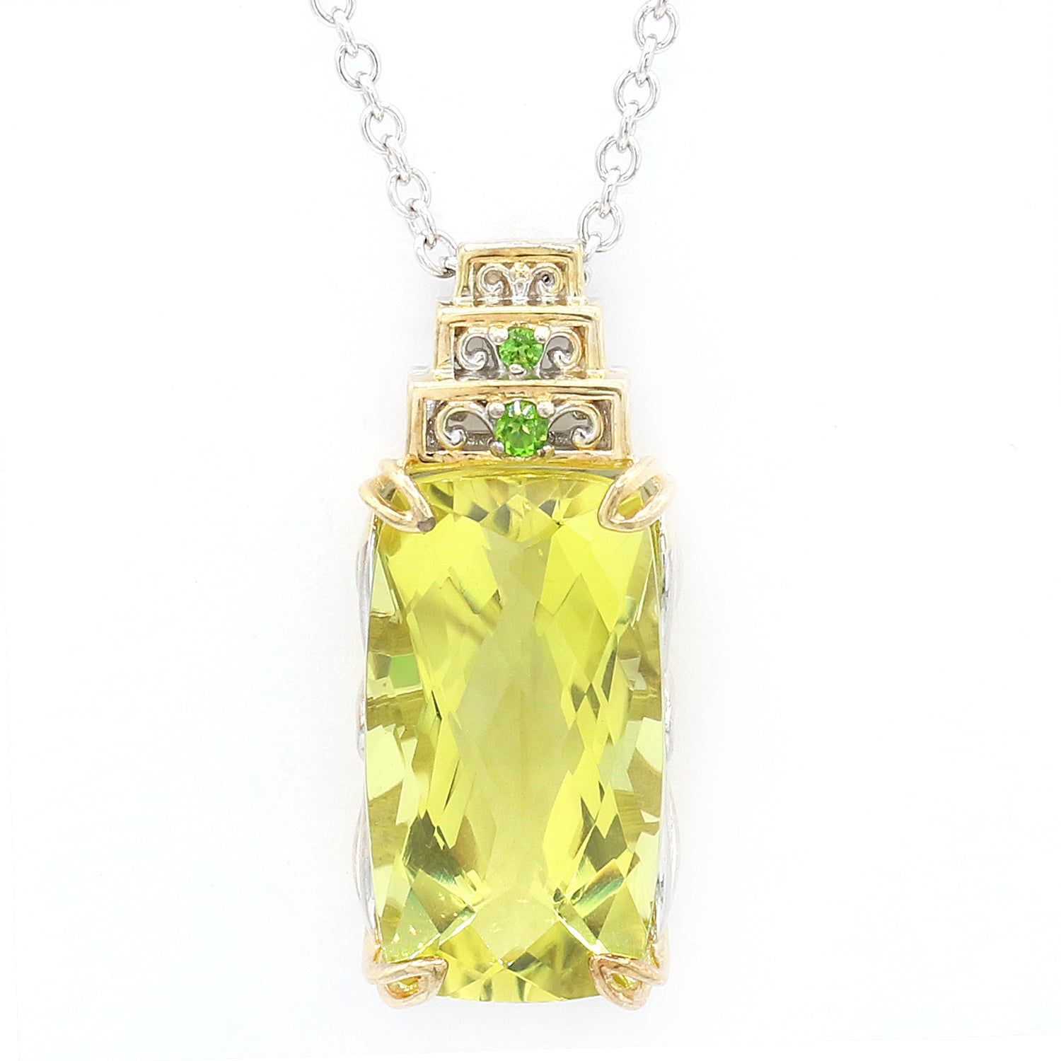 Gems en Vogue 8.77ctw Ouro Verde & Chrome Diopside Pendant