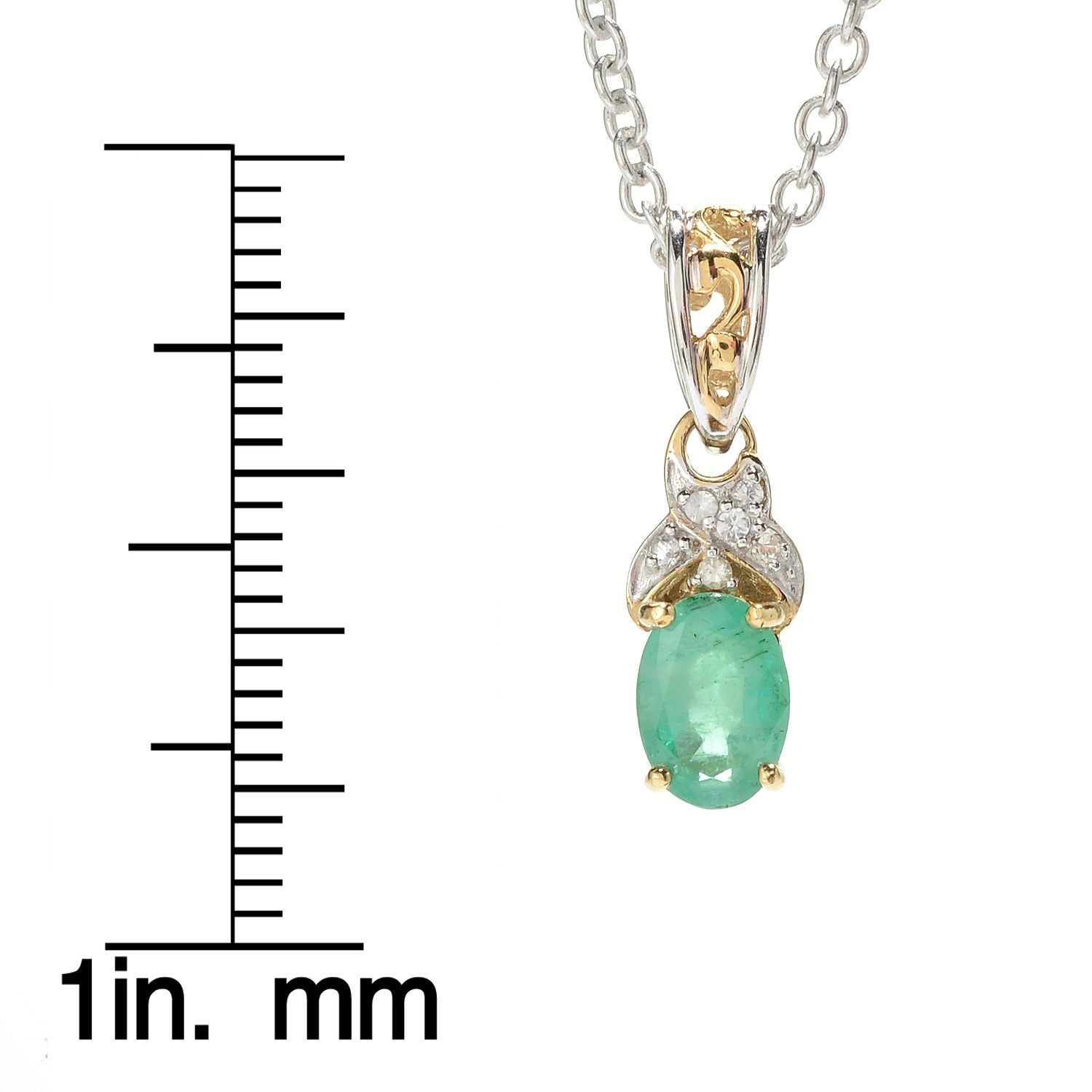 Gems en Vogue 0.86ctw Emerald & White Sapphire Pendant