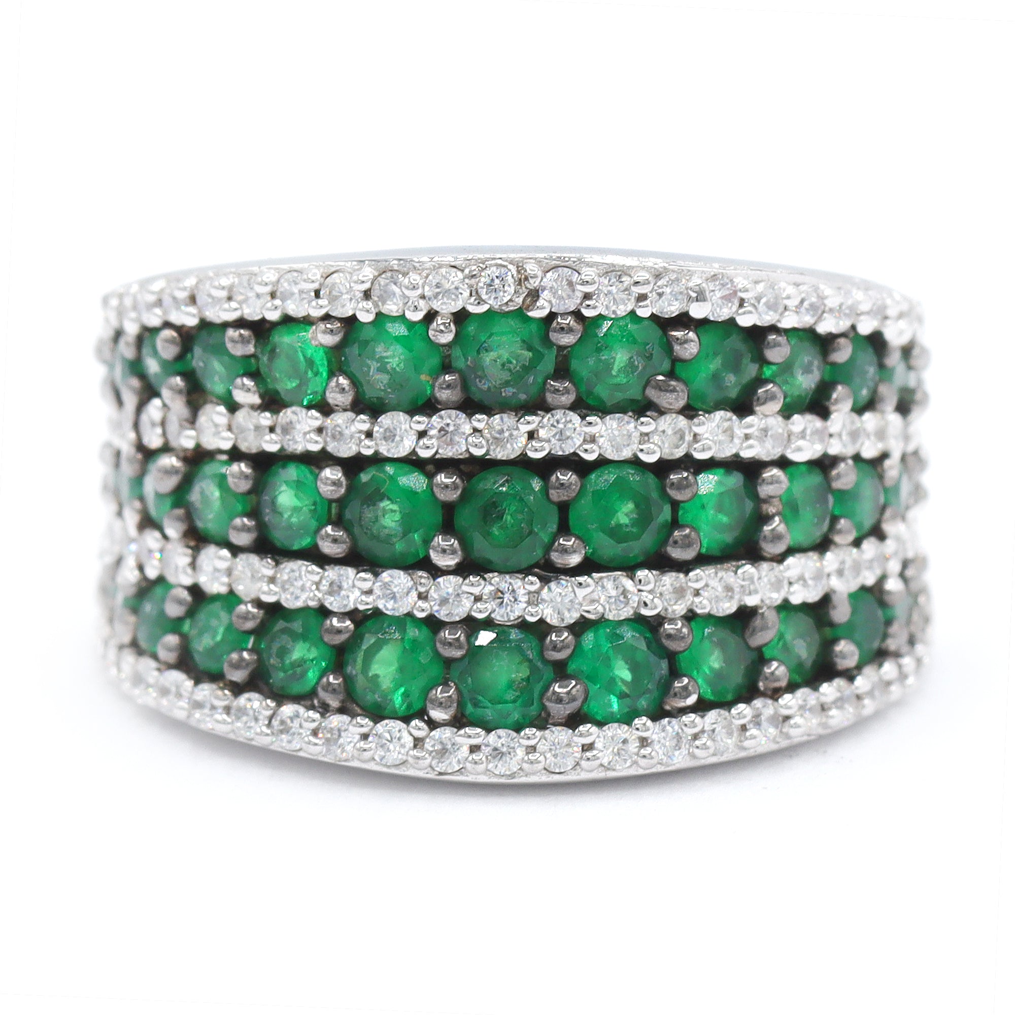 Bague Signity en argent sterling avec oxydes de zirconium ronds et baguettes - NE PEUT PAS ÊTRE REDIMENSIONNÉE.