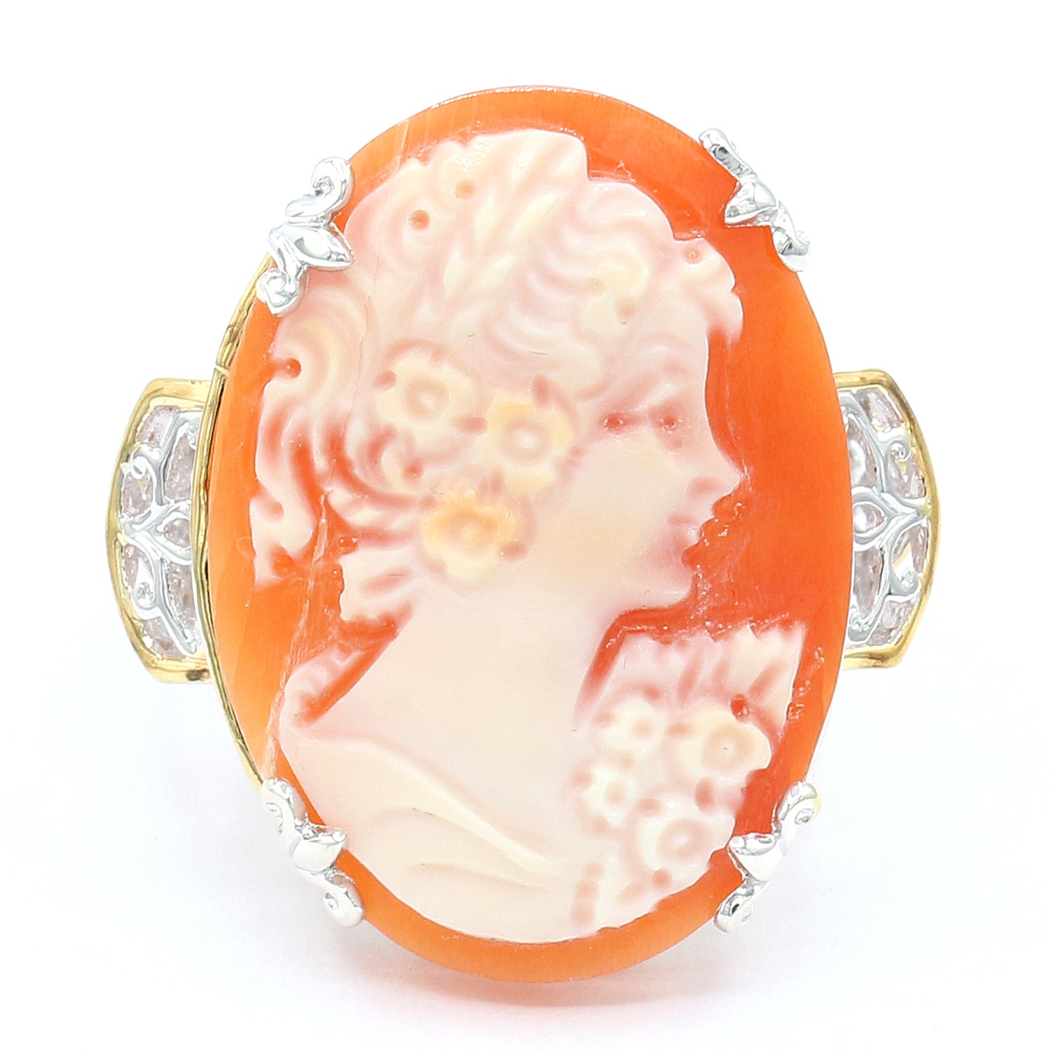 Gems en Vogue Carved Cameo Lady Portrait Ring