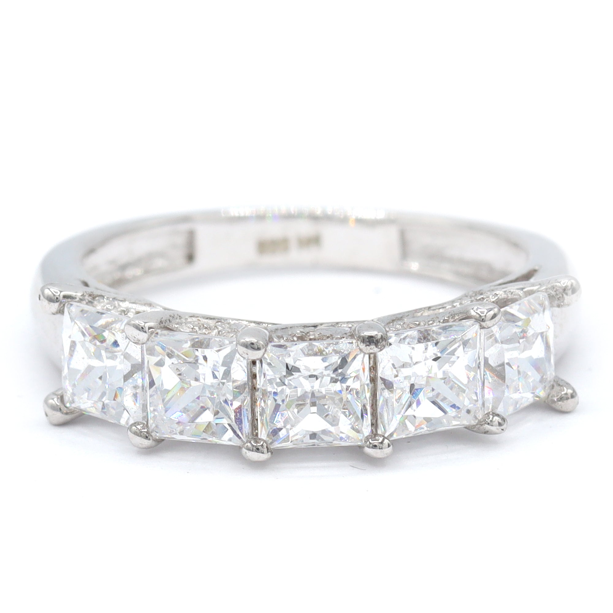 Signity Sterling Silver Cubic Zirconia Five Stone Ring CANNOT BE RESIZED