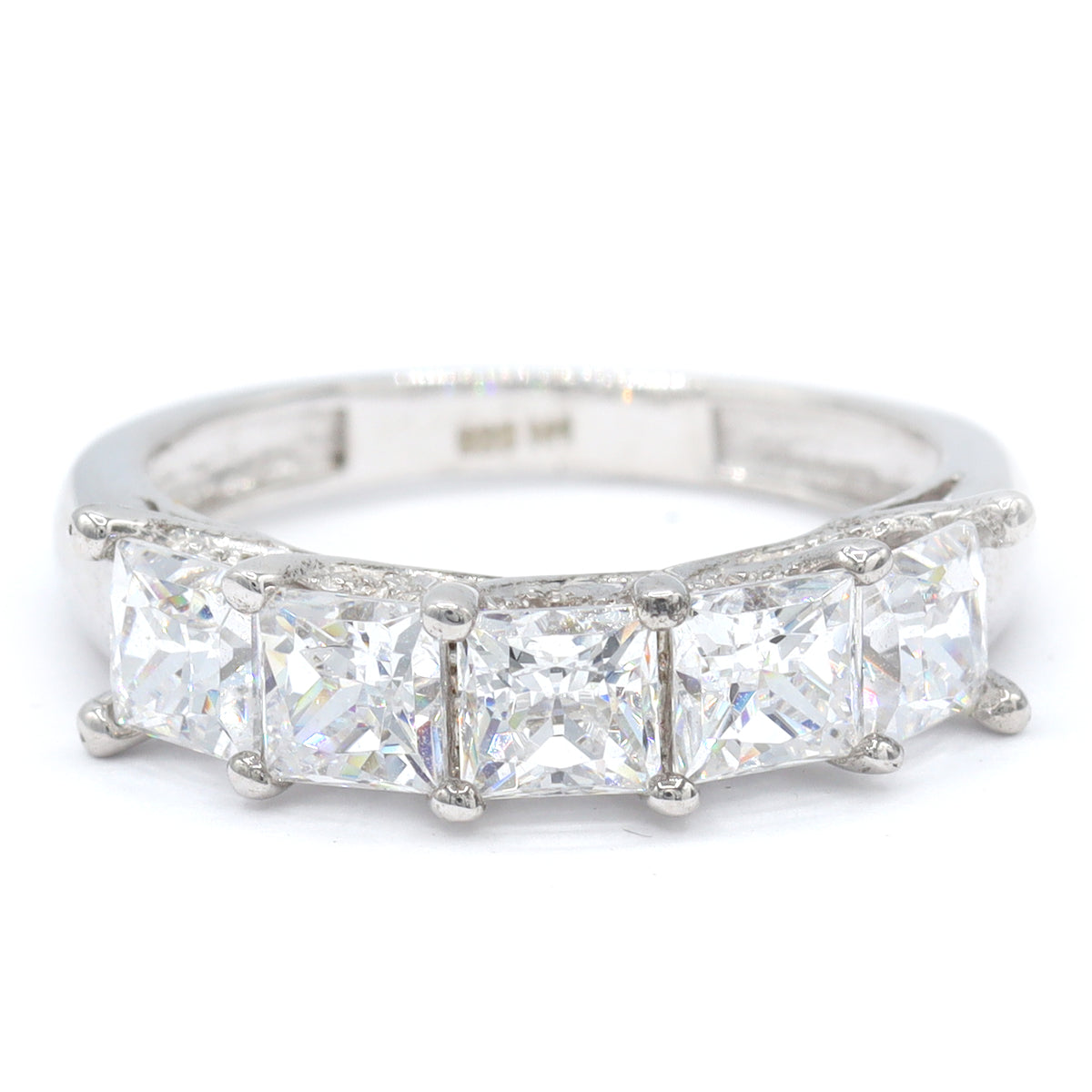 Signity Sterling Silver Cubic Zirconia Five Stone Ring CANNOT BE RESIZ