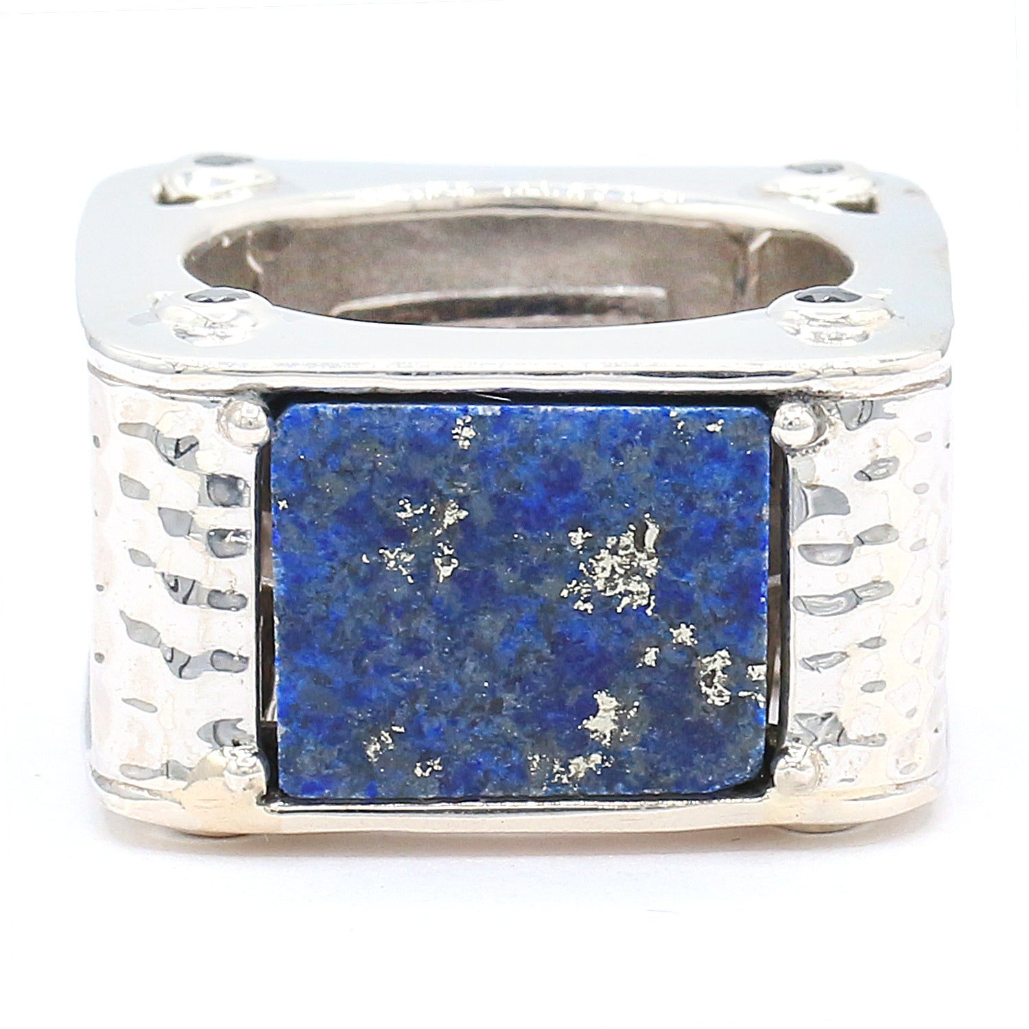 Gems en Vogue Choice of Druzy Tiger's Eye or Lapis & Black Spinel Square Ring cannot be resized