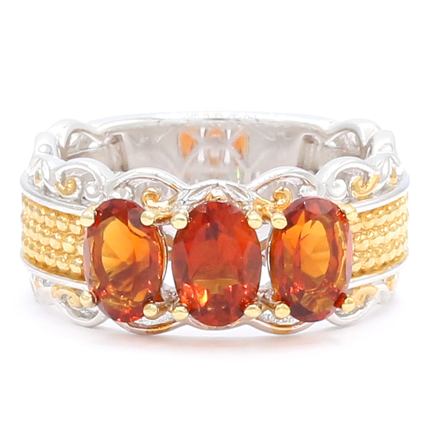 Gems en Vogue 2.25ctw Madeira Citrine Three Stone Ring