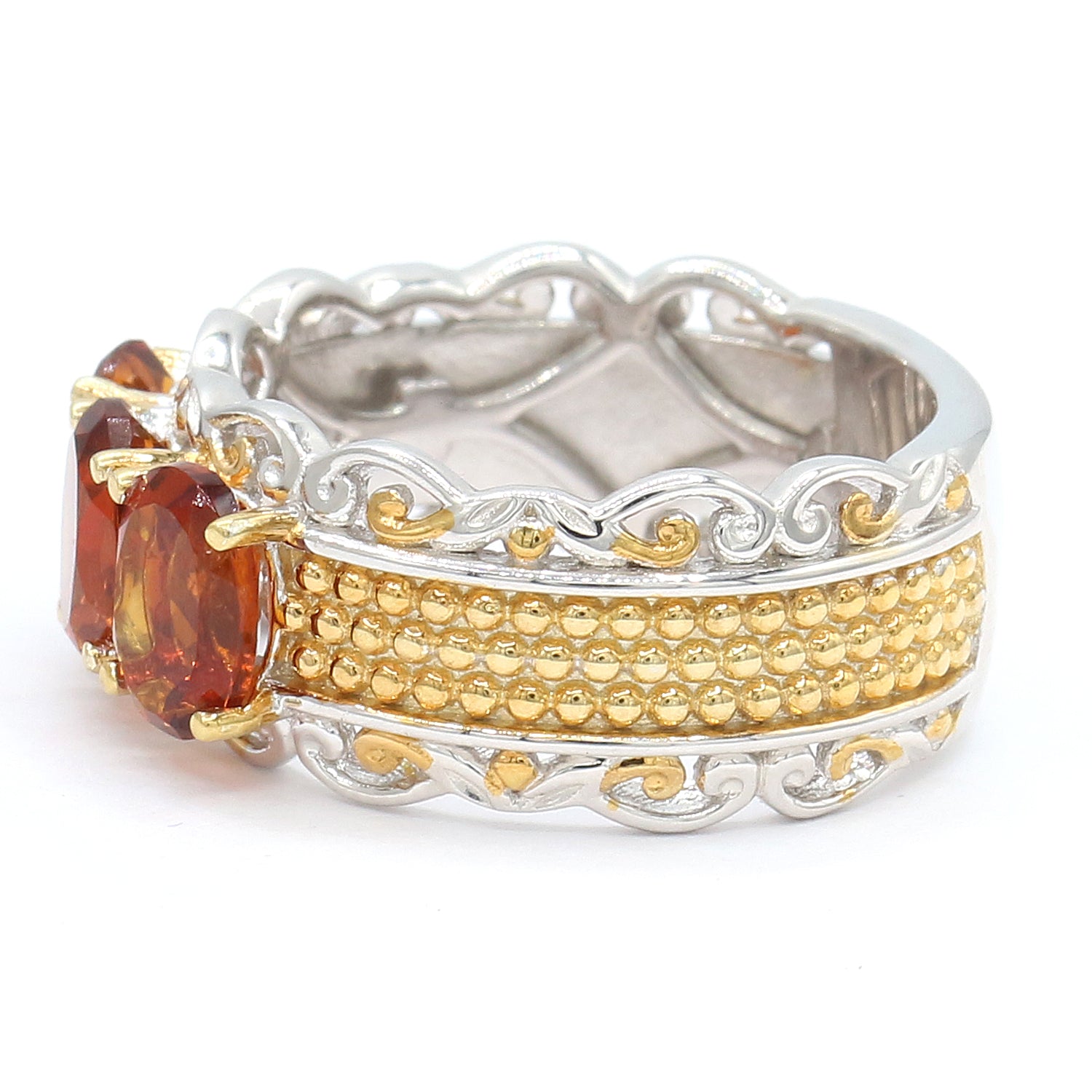 Gems en Vogue 2.25ctw Madeira Citrine Three Stone Ring