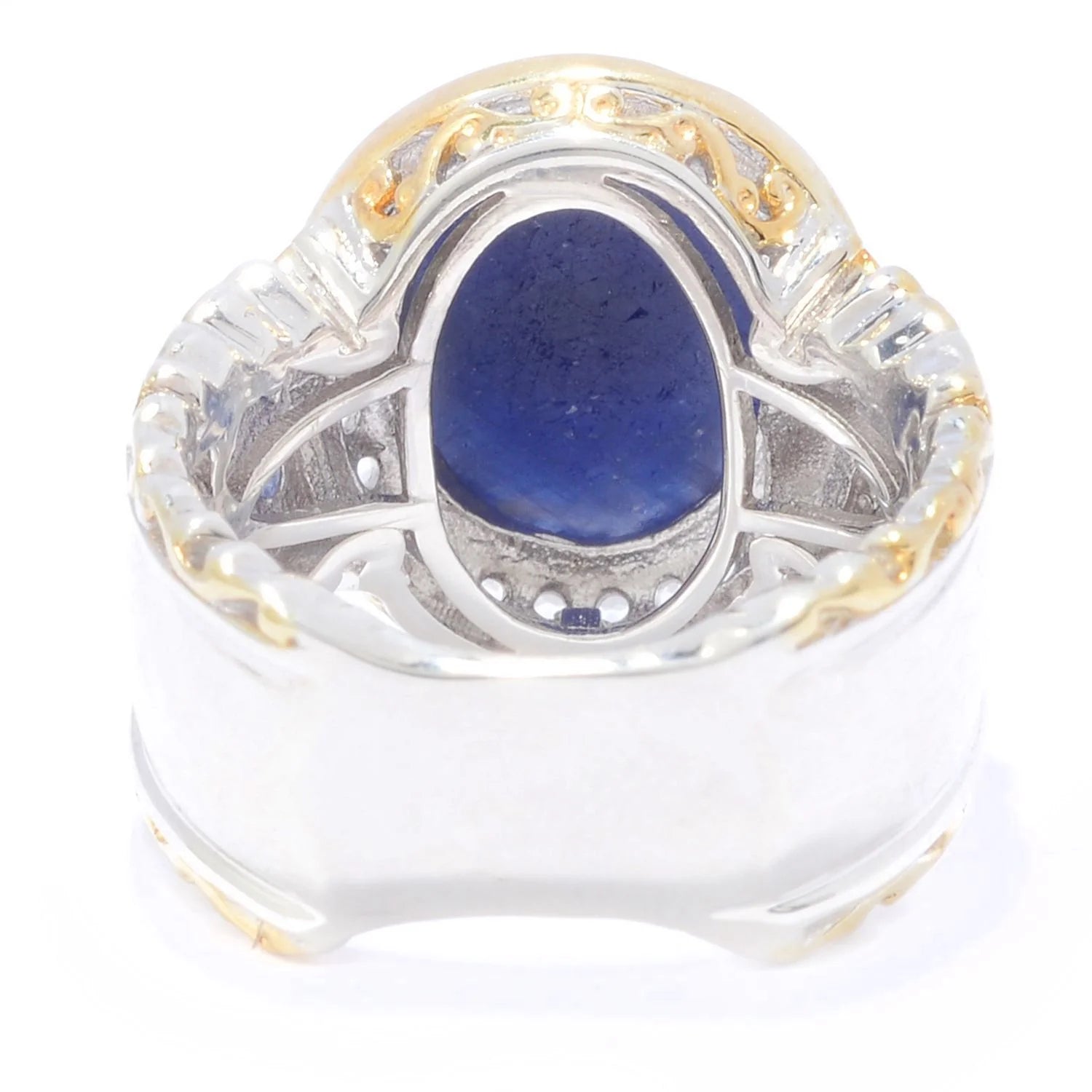 Gems en Vogue Rose Cut Blue Sapphire & White Topaz Halo Ring