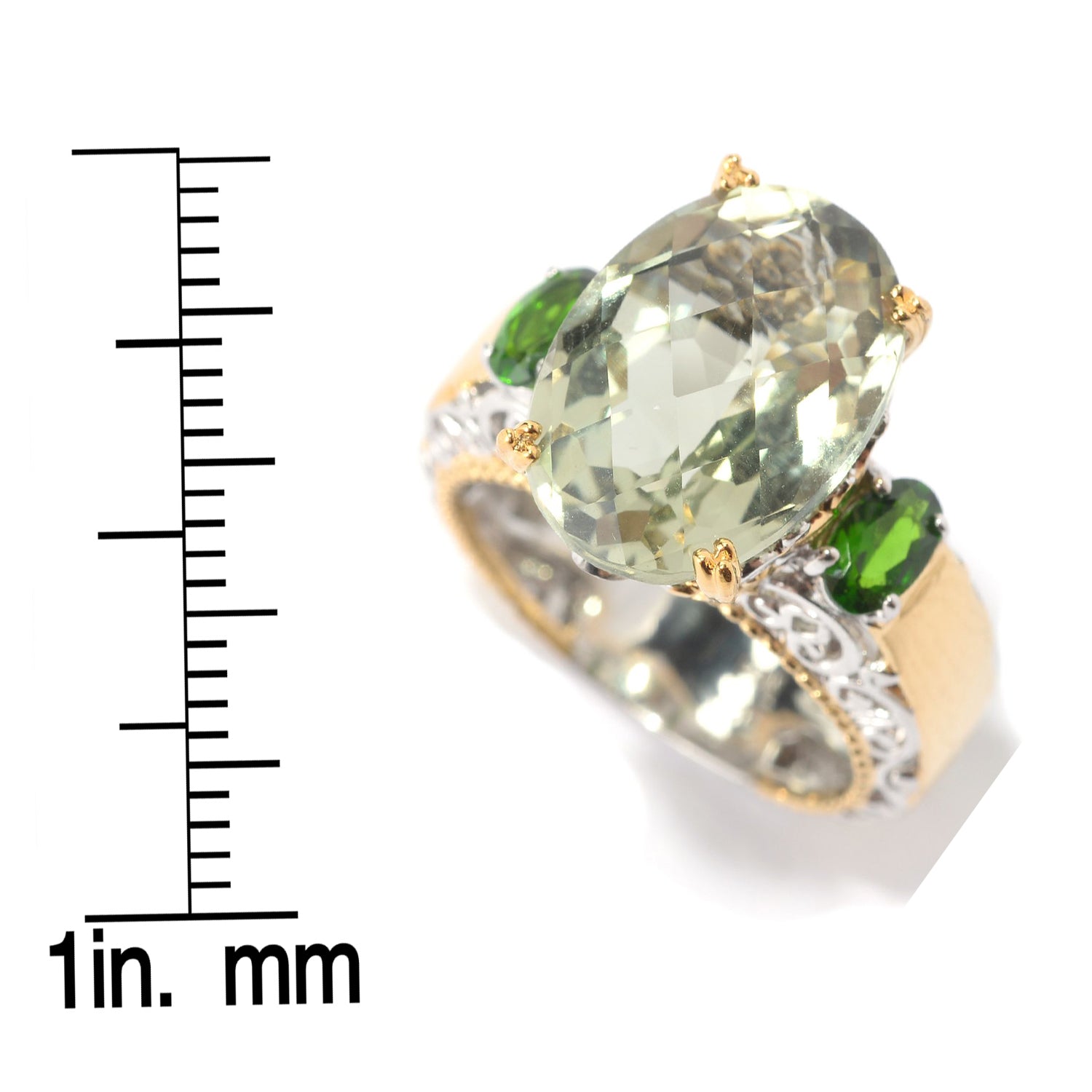 Gems en Vogue 6.35ctw Prasiolite & Chrome Diopside Ring