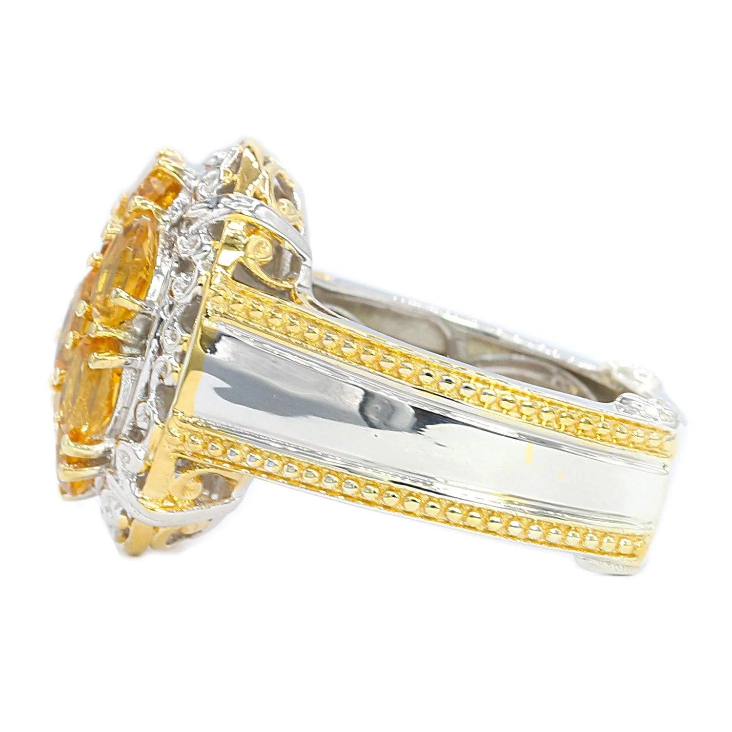 Gems en Vogue 1.28ctw Multi Shape Citrine Cluster Ring