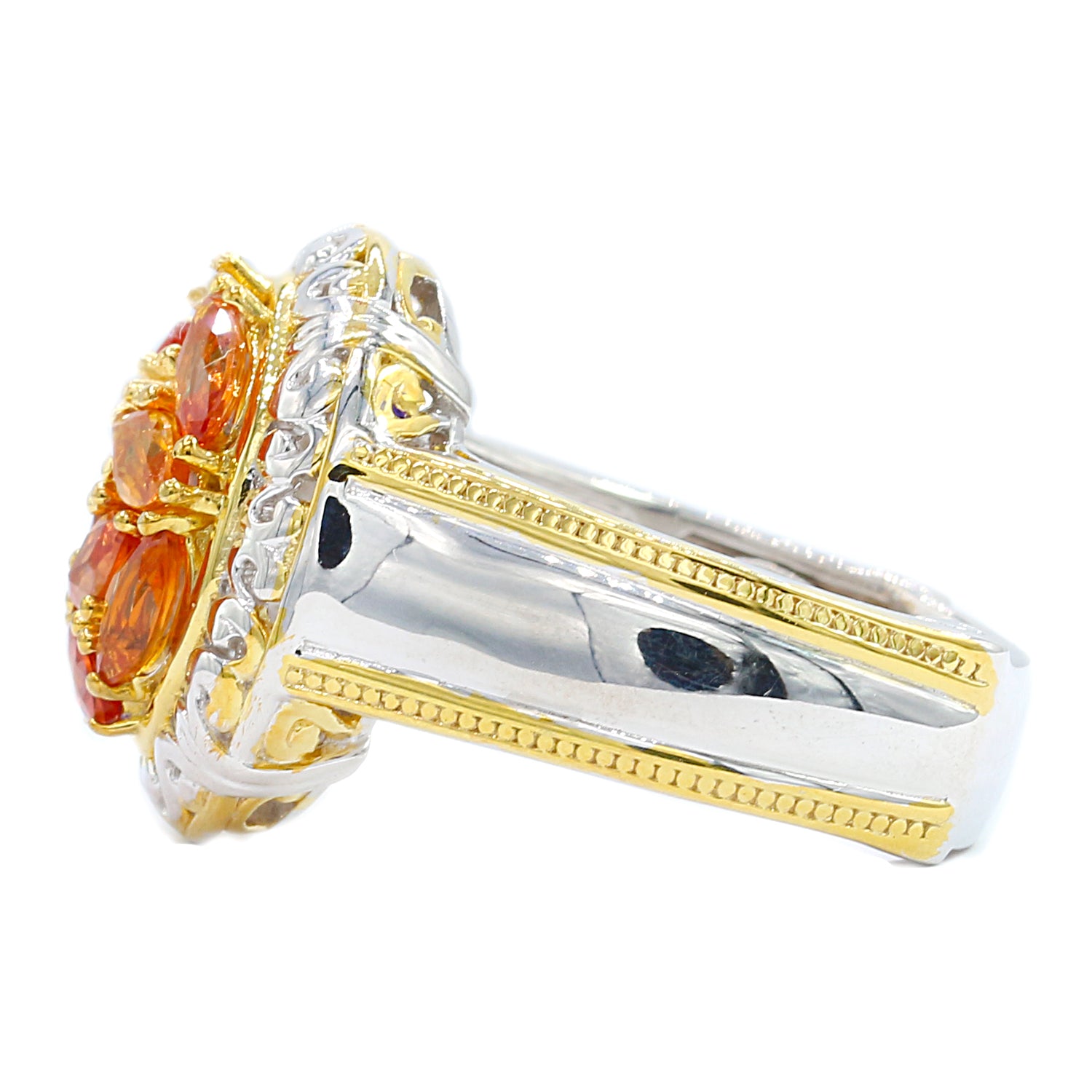 Gems en Vogue 2.00ctw Orange Sapphire Cluster Ring