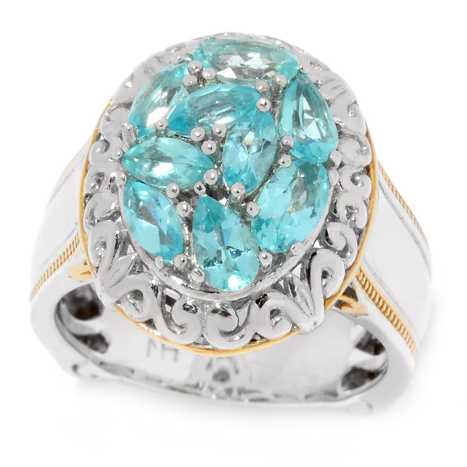 Gems en Vogue 2.00ctw Mint Apatite Cluster Ring