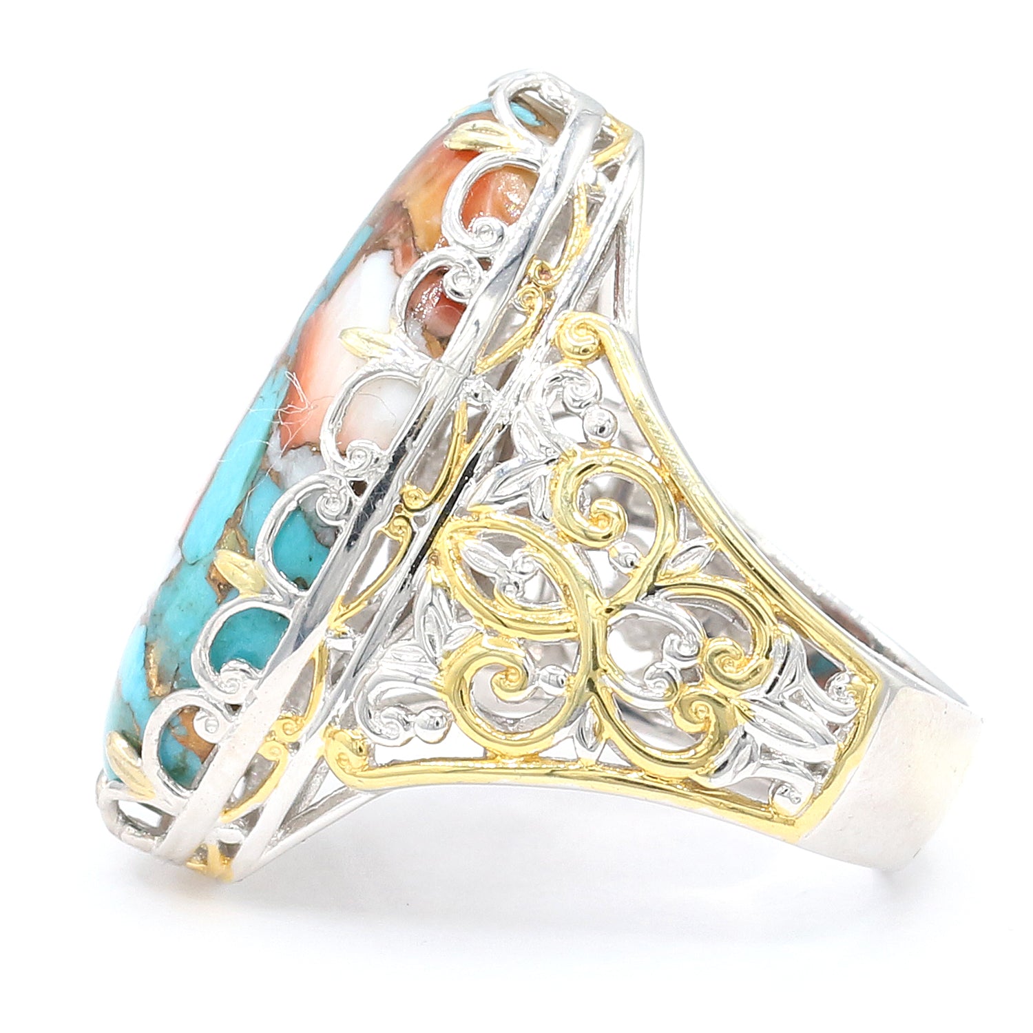 Gems en Vogue One-of-a-kind Spiny Oyster Turquoise Ring