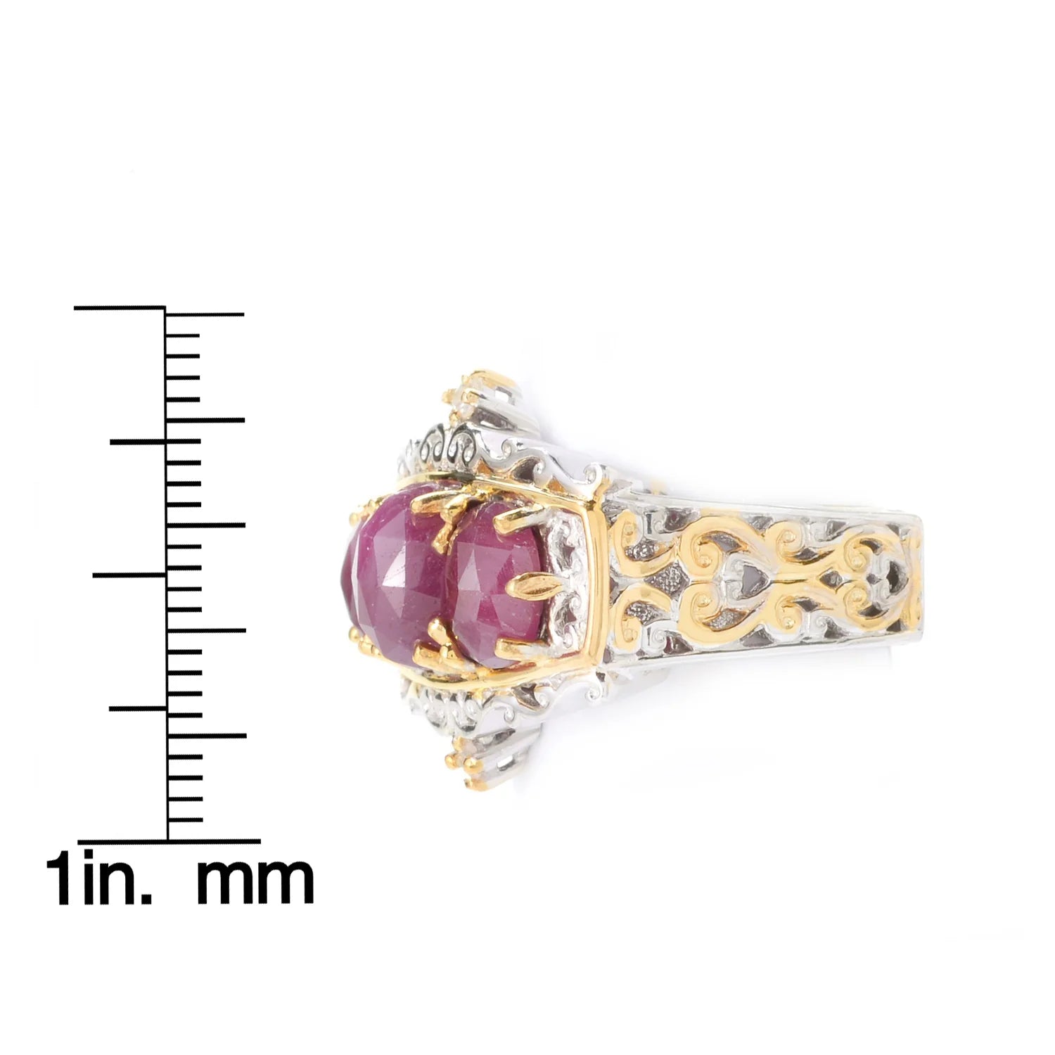 Gems en Vogue 3.53ctw Ruby & White Sapphire East-West Ring