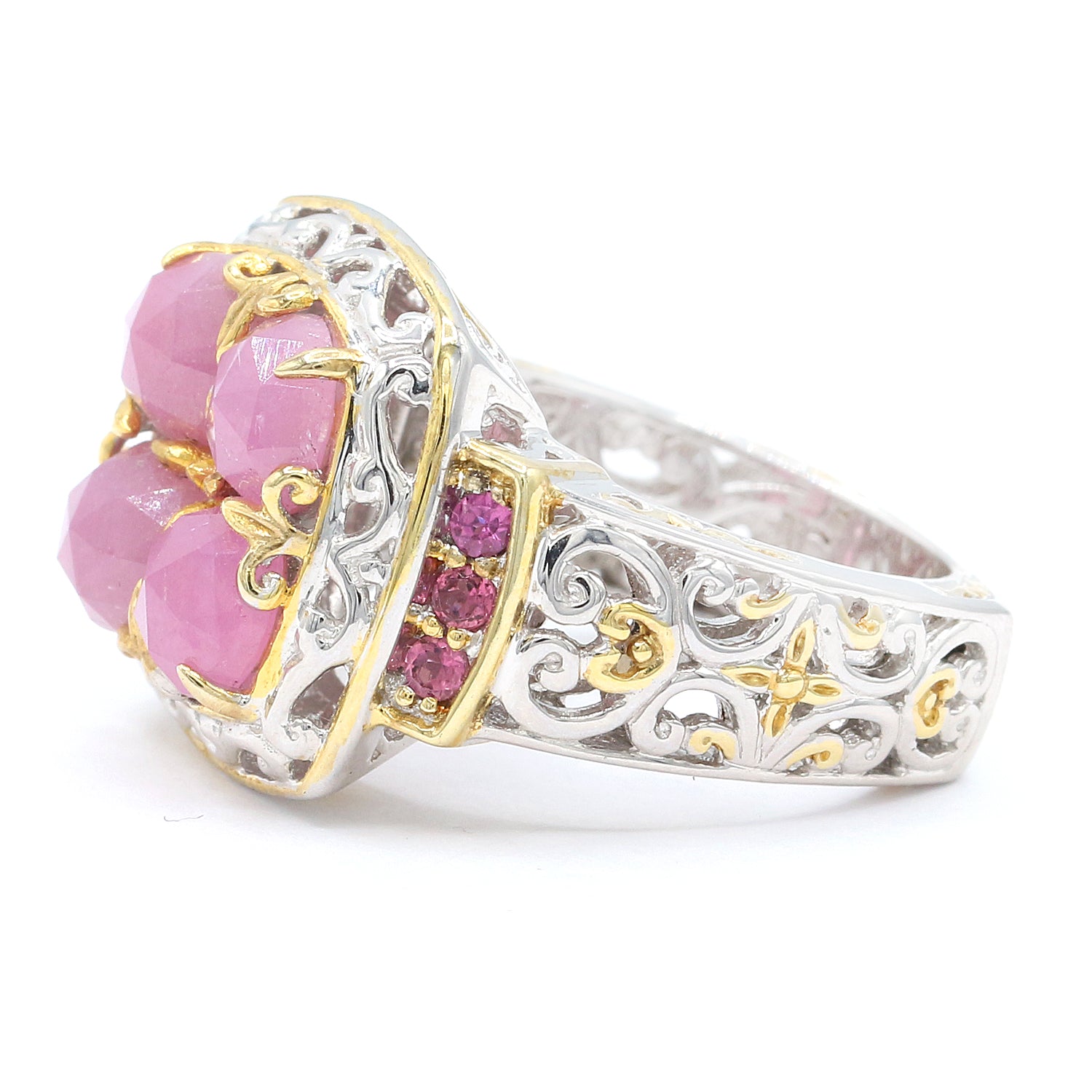 Gems en Vogue 4.01ctw Rose Cut Pink Sapphire & Pink Tourmaline Ring