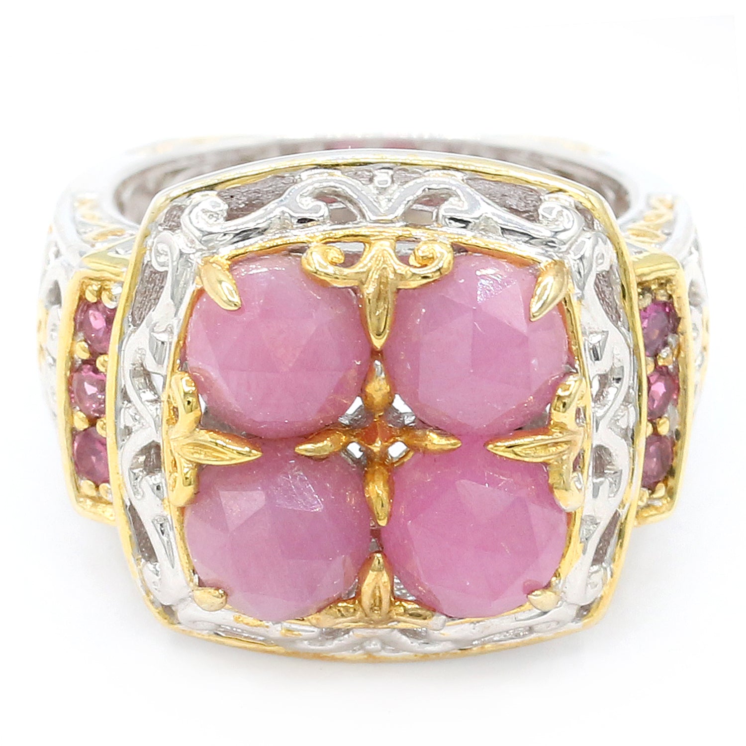 Gems en Vogue 4.01ctw Rose Cut Pink Sapphire & Pink Tourmaline Ring