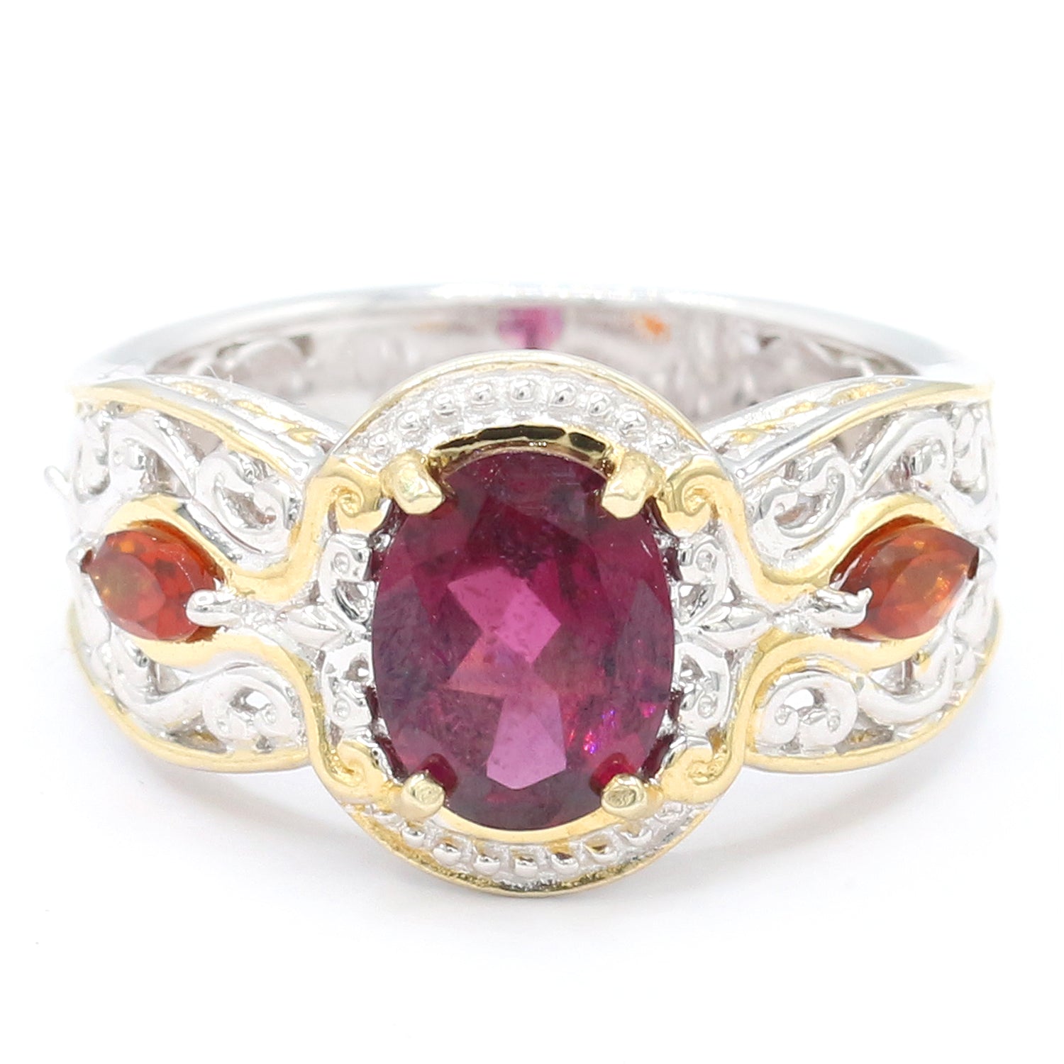 Gems en Vogue 2.36ctw Rhodolite Garnet & Madeira Citrine Ring