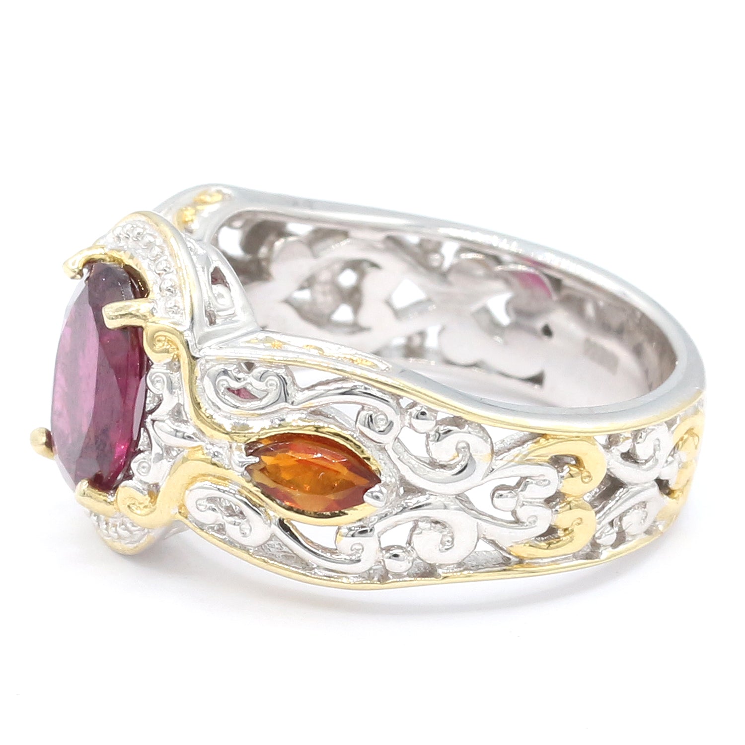 Gems en Vogue 2.36ctw Rhodolite Garnet & Madeira Citrine Ring