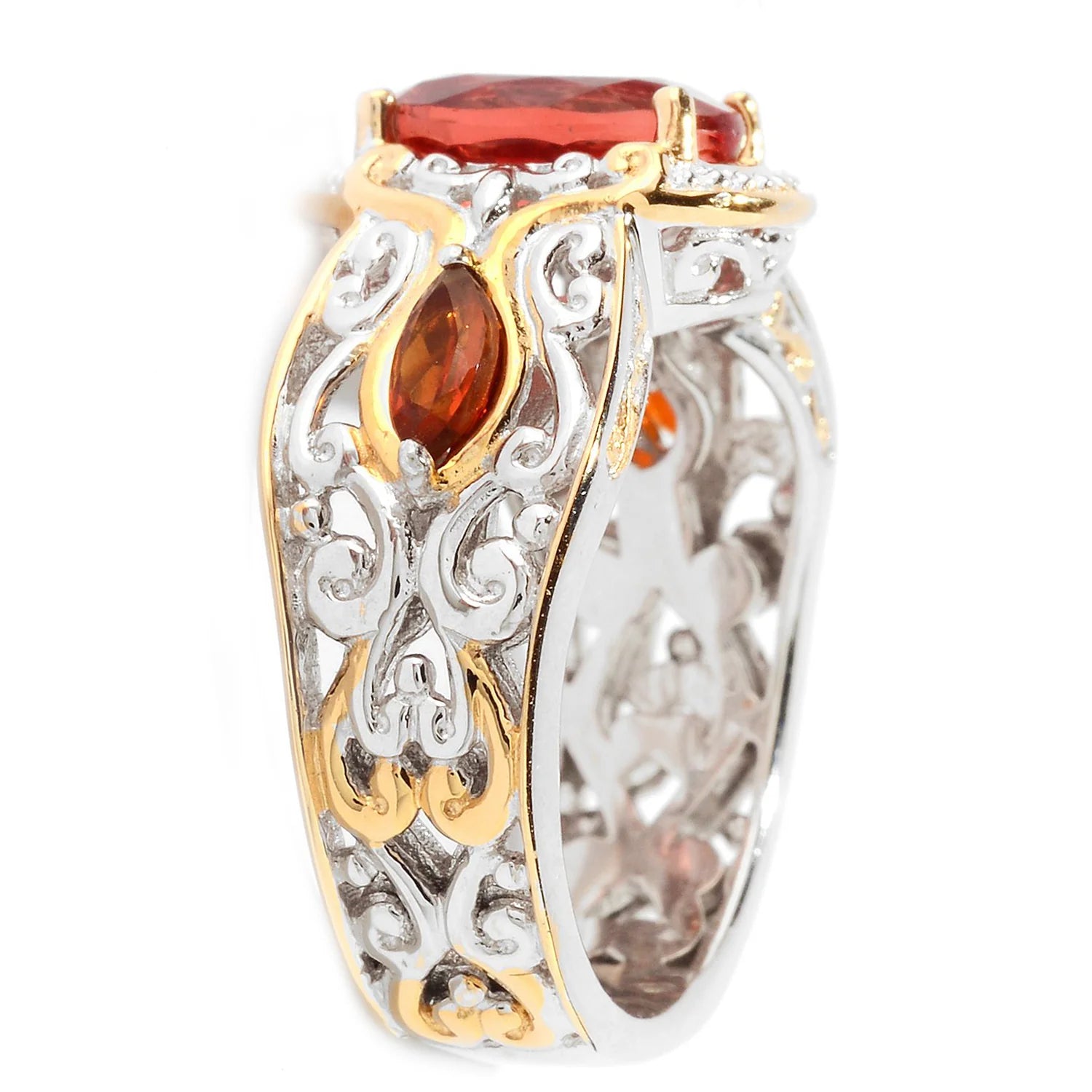 Gems en Vogue 2.51ctw Red Fluorite & Madeira Citrine Ring