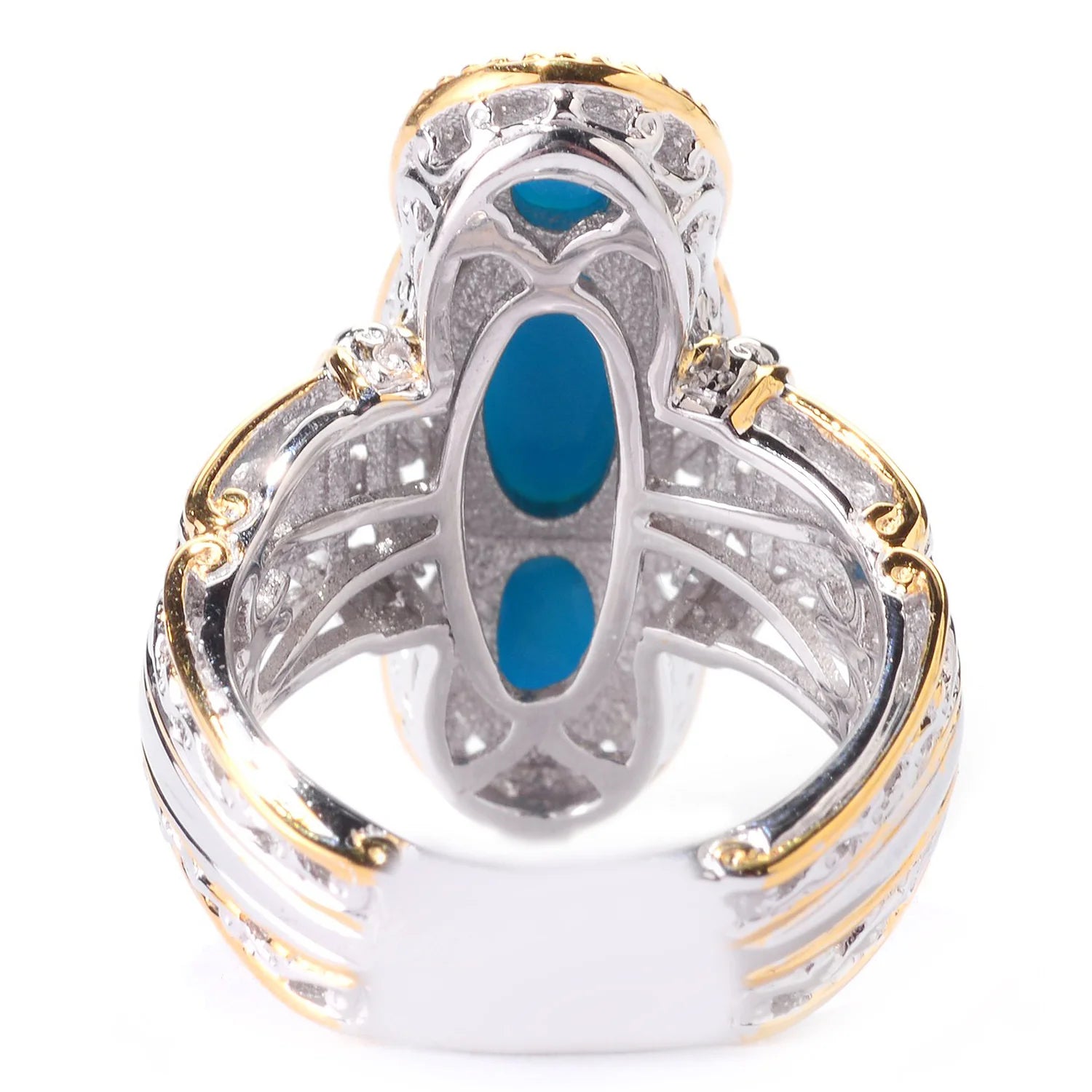 Gems en Vogue Sleeping Beauty Turquoise Three Stone Elongated Ring