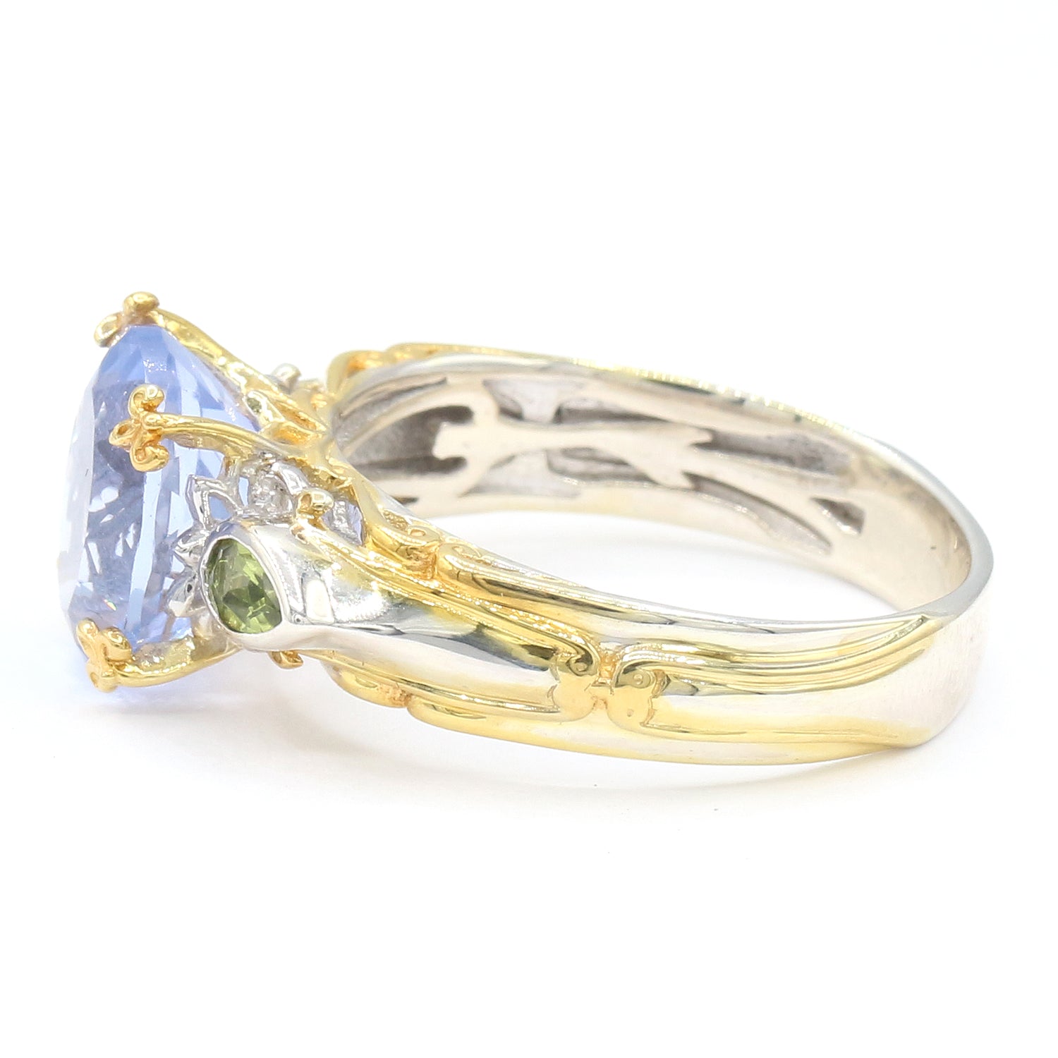 Gems en Vogue 5.99ctw Ocean Fluorite & Peridot Ring
