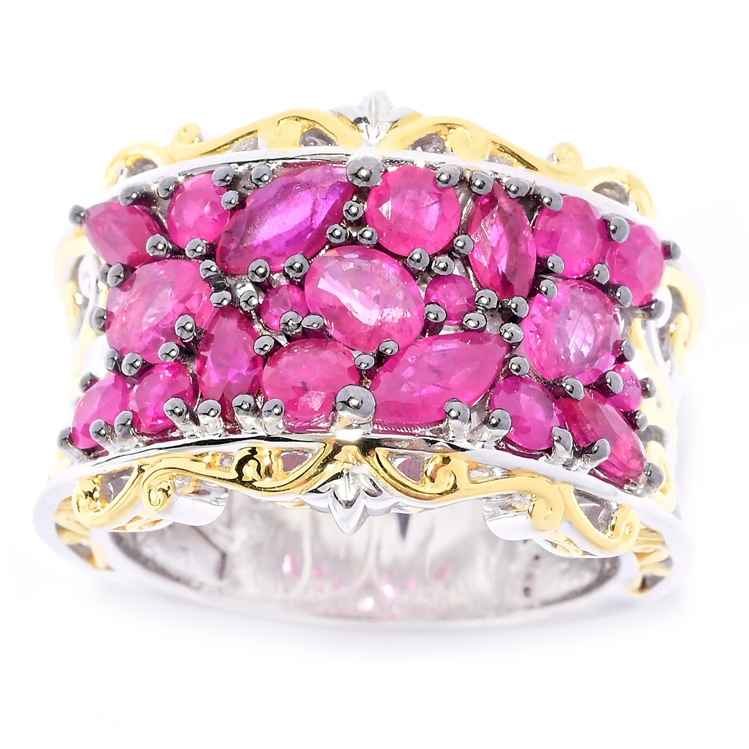 Gems en Vogue 2.78ctw Burmese Ruby Cluster Ring