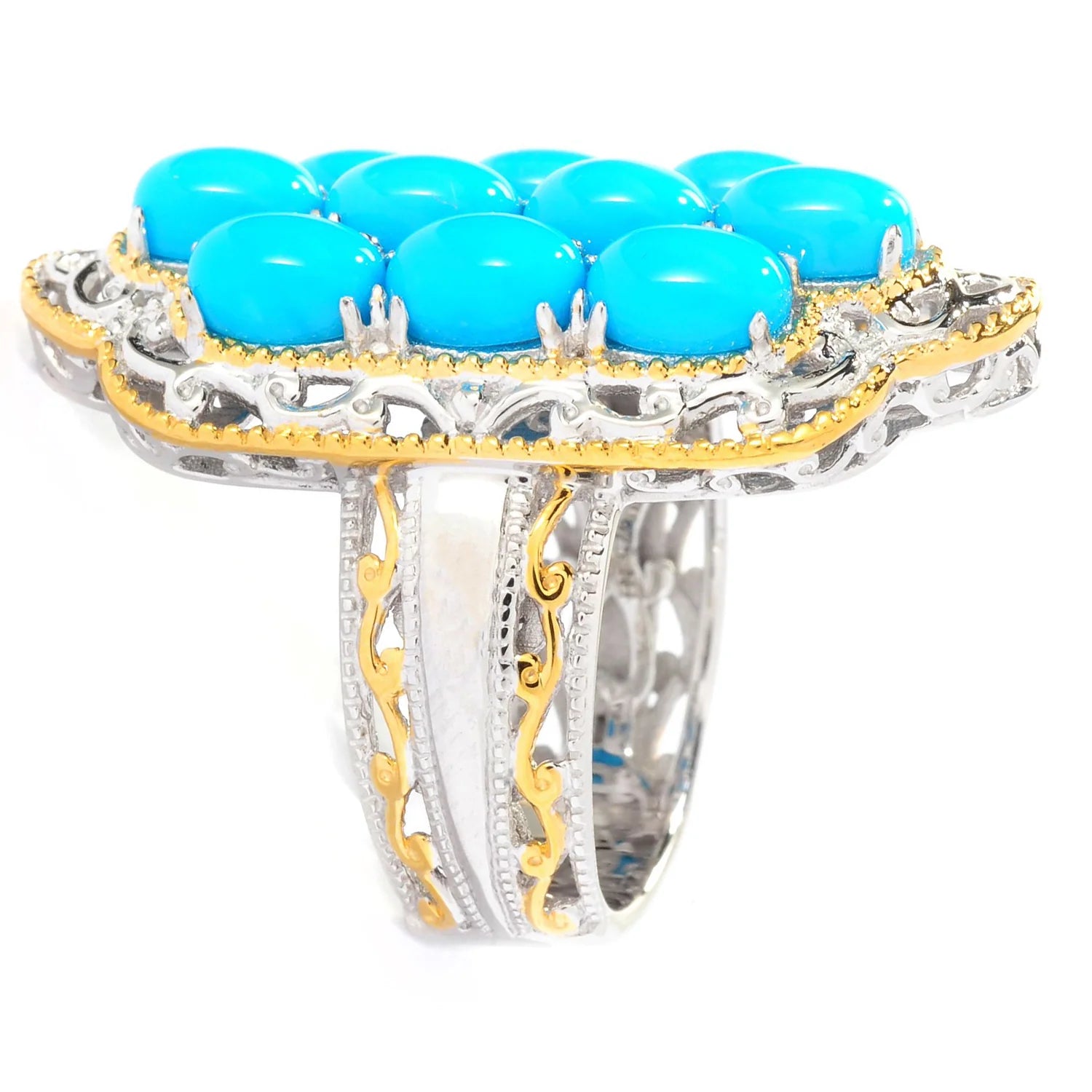 Gems en Vogue Sleeping Beauty Turquoise Oval Cluster Ring