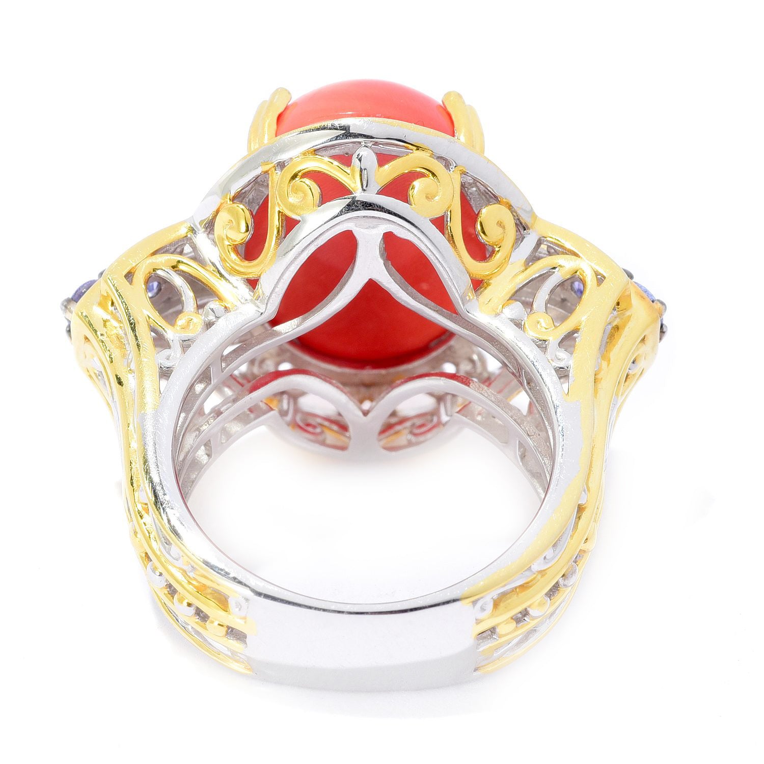 Gems en Vogue Salmon Coral & Tanzanite Ring