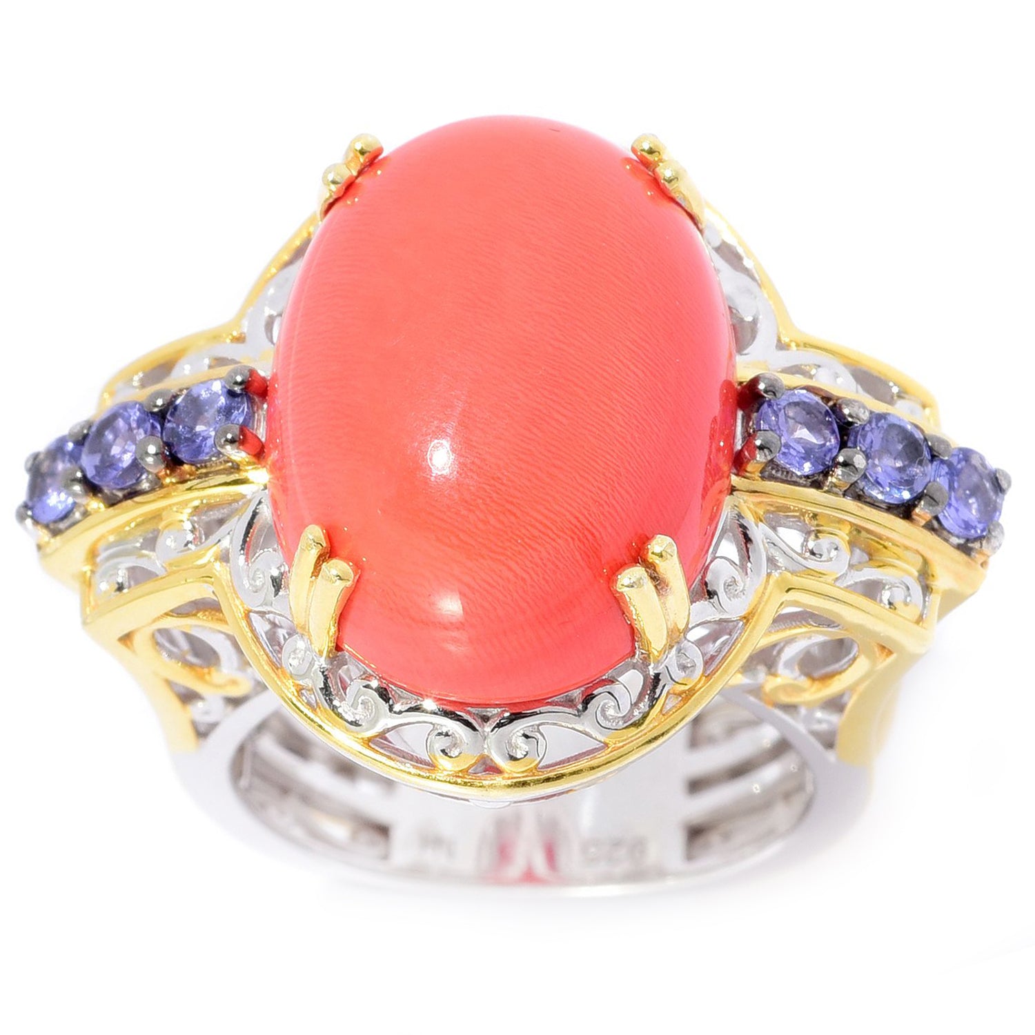 Gems en Vogue Salmon Coral & Tanzanite Ring