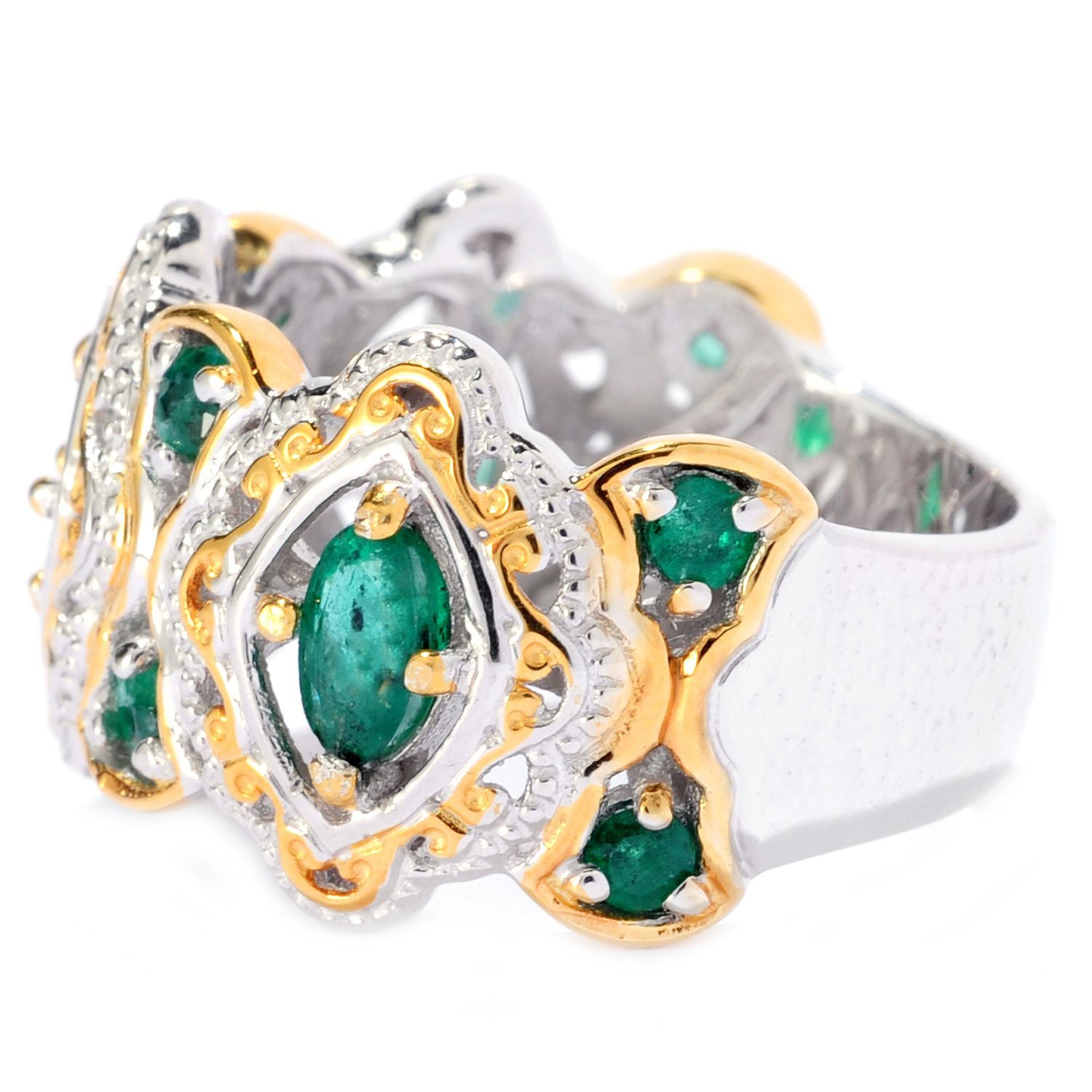 Gems en Vogue 0.89ctw Emerald Filigree Ring