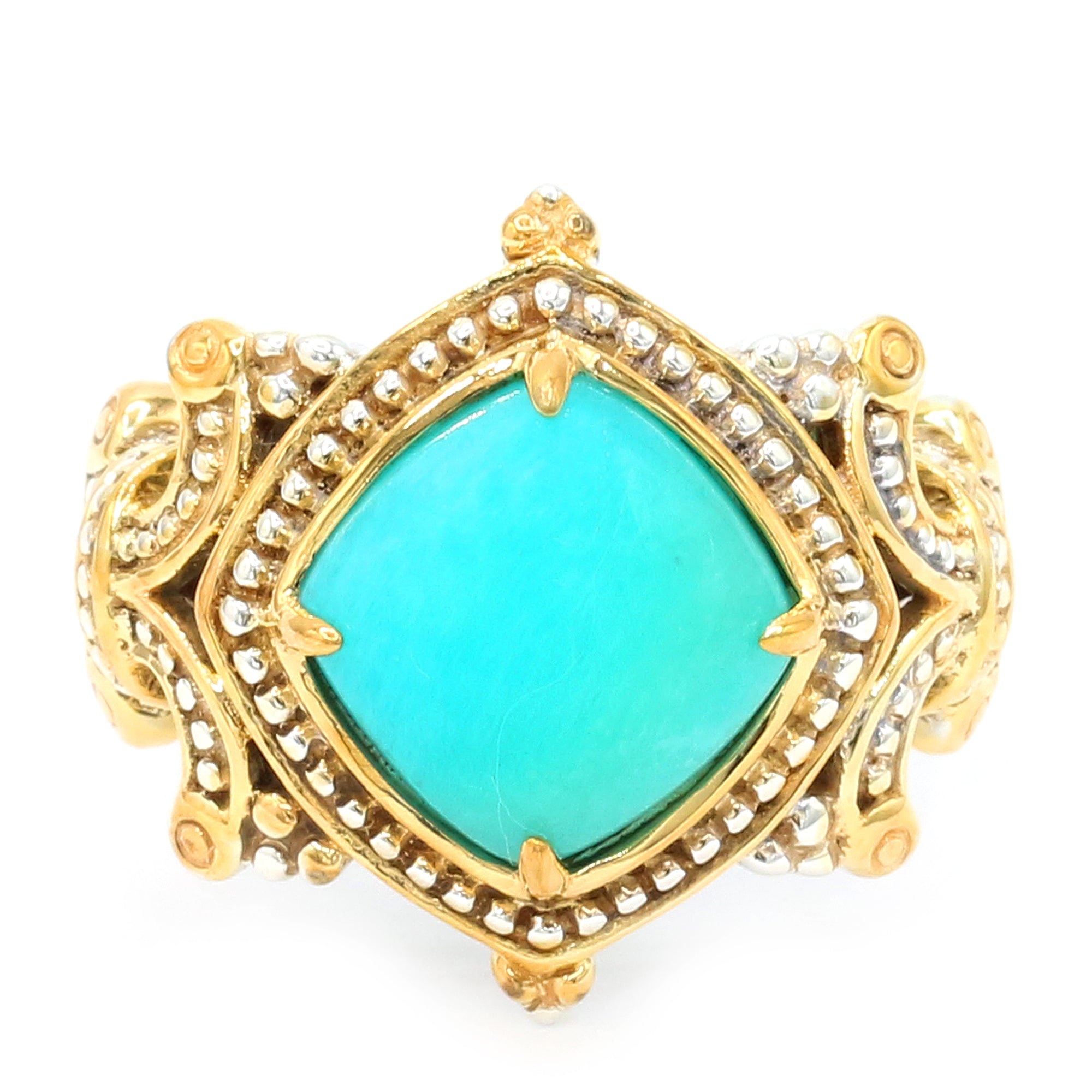 Bague en Amazonite et Rhodolite en Argent Palladié 24K Gems en Vogue