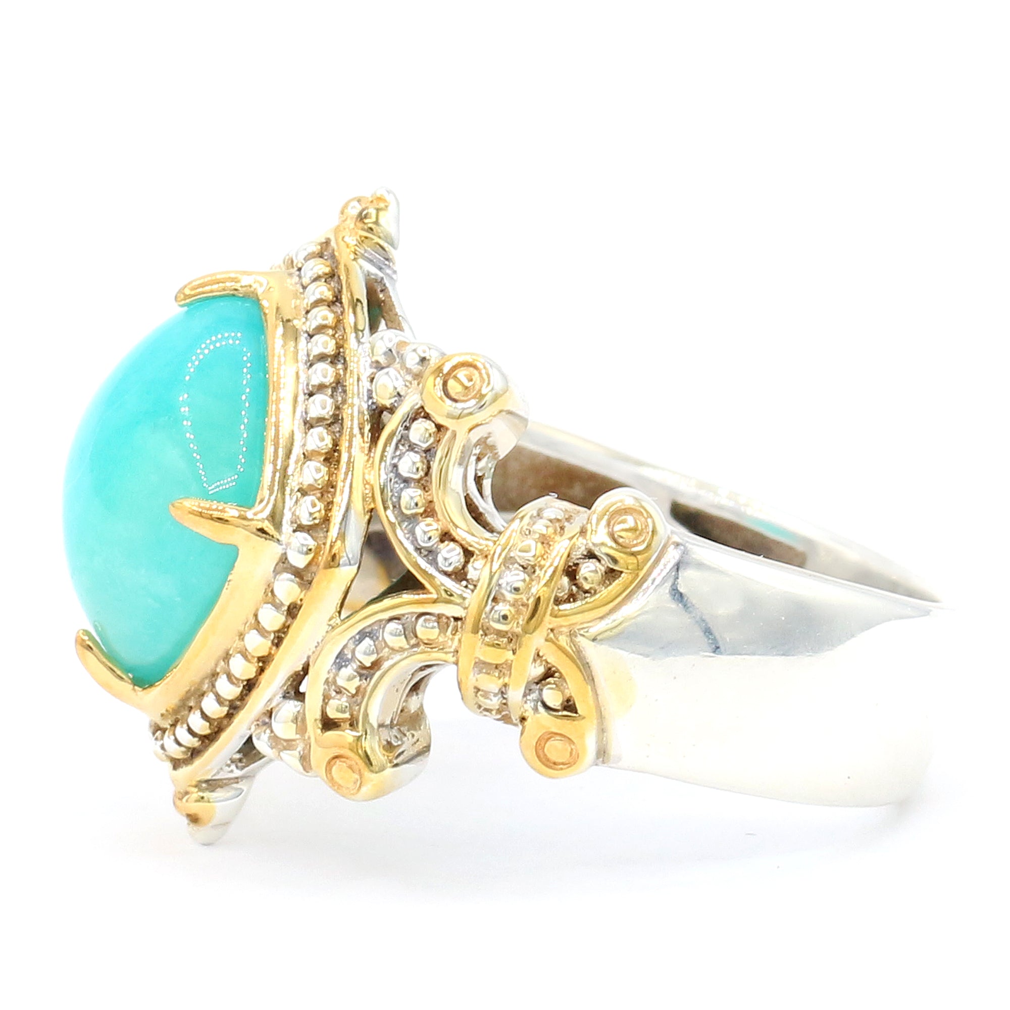 Bague en Amazonite et Rhodolite en Argent Palladié 24K Gems en Vogue